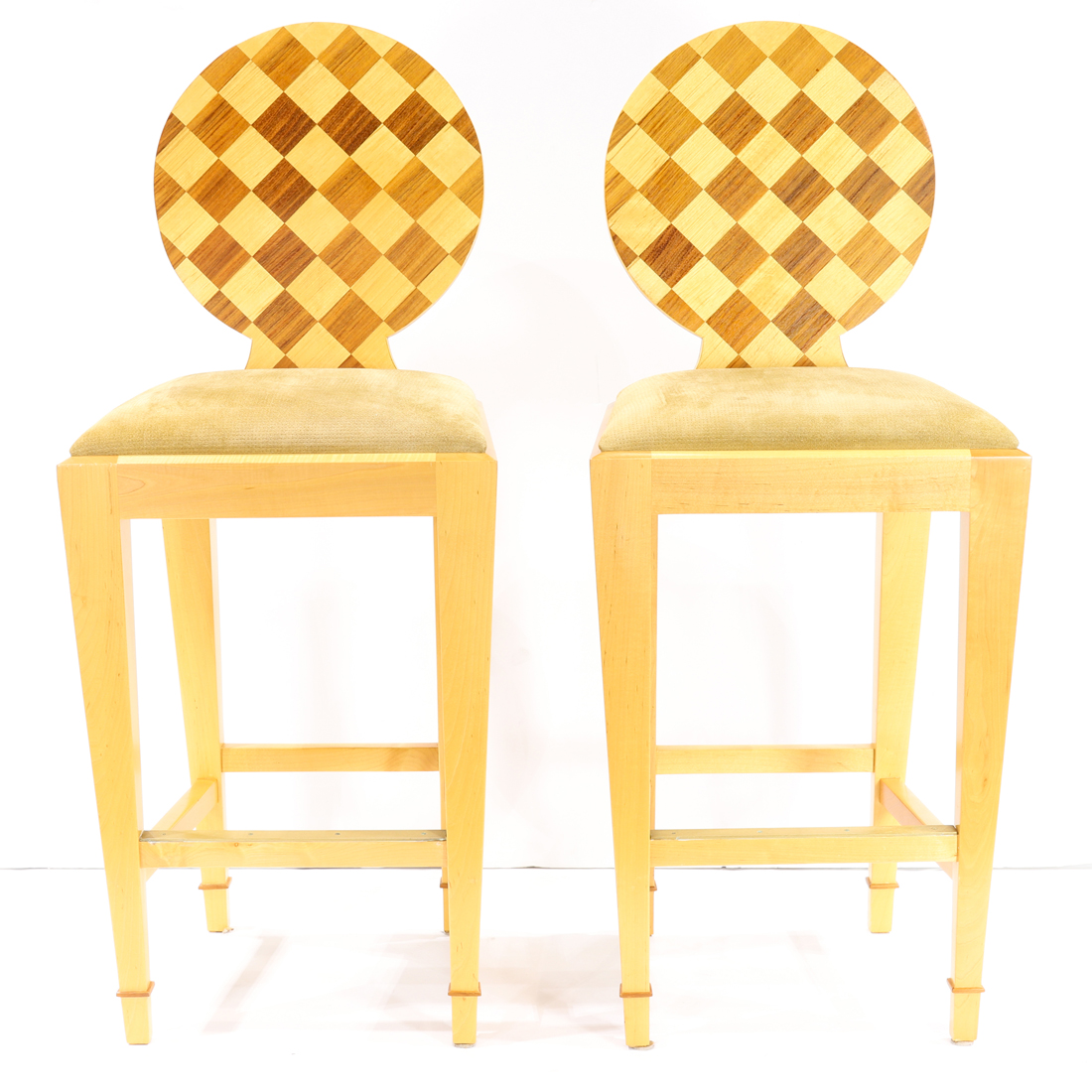 PAIR OF DONGHIA HARLEQUIN BAR STOOLS 3a39d1