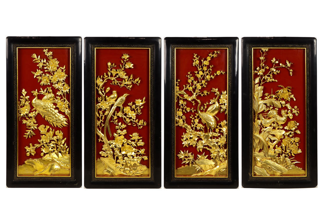 SET OF FOUR CHINESE GILT LACQUERED