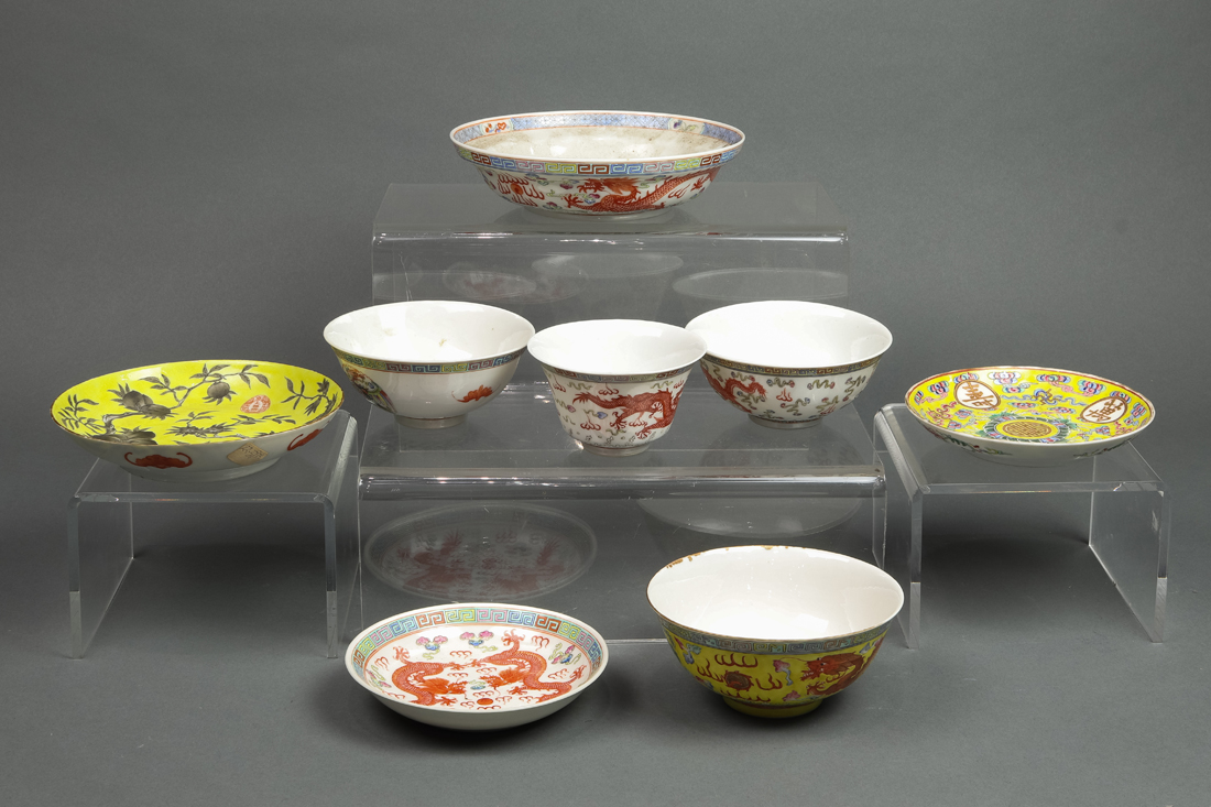 (LOT OF 8) CHINESE ENAMELED BOWLS