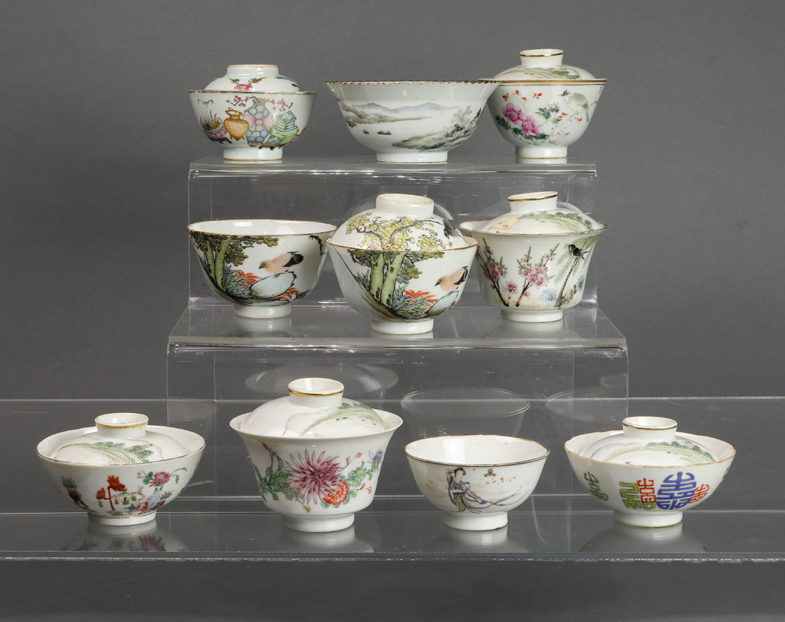 (LOT OF 17) CHINESE FAMILLE ROSE BOWLS