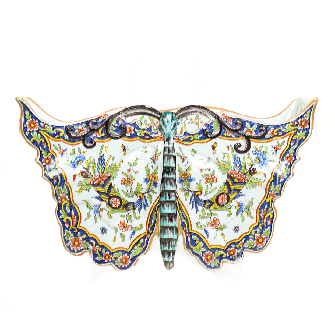 FRENCH FAIENCE BUTTERFLY WALL POCKET 3a3a69