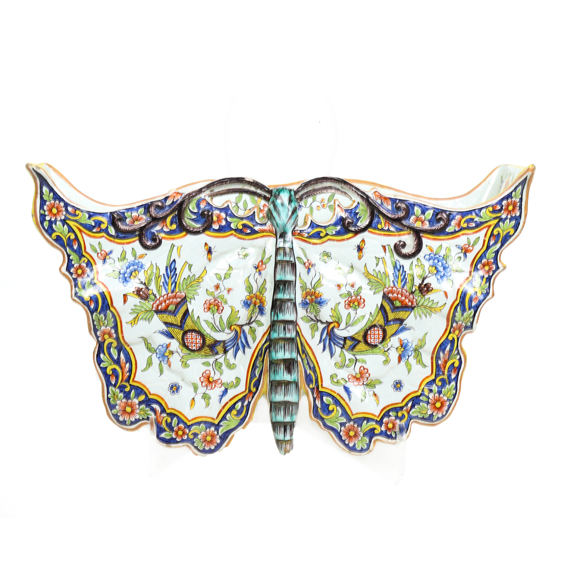 FRENCH FAIENCE BUTTERFLY WALL POCKET