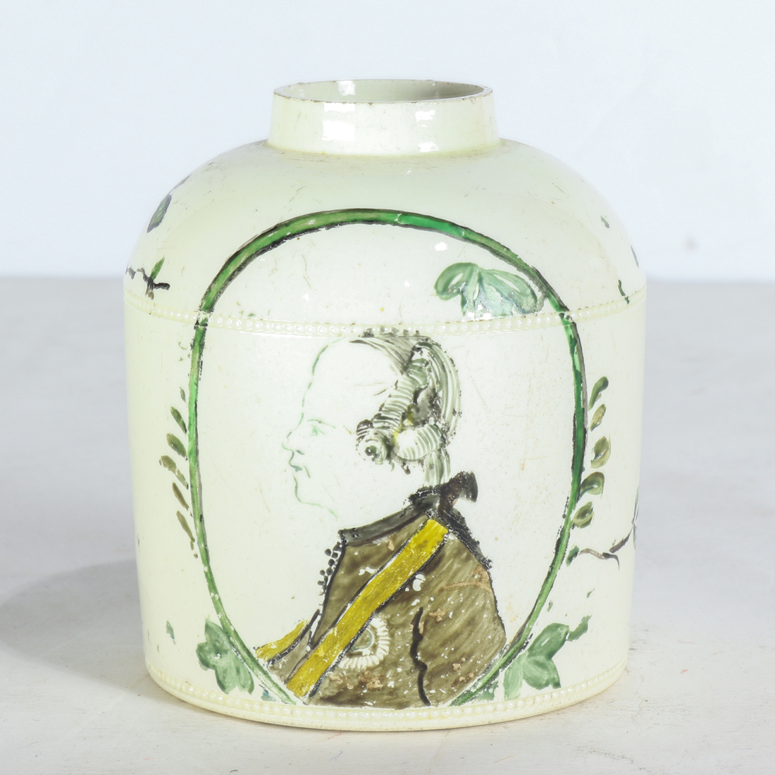 STAFFORDSHIRE CREAMWARE TEA CANISTER 3a3a9c