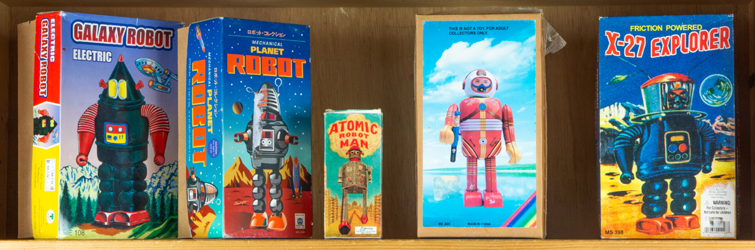 (LOT OF 5) VINTAGE STYLE BOXED ROBOTS