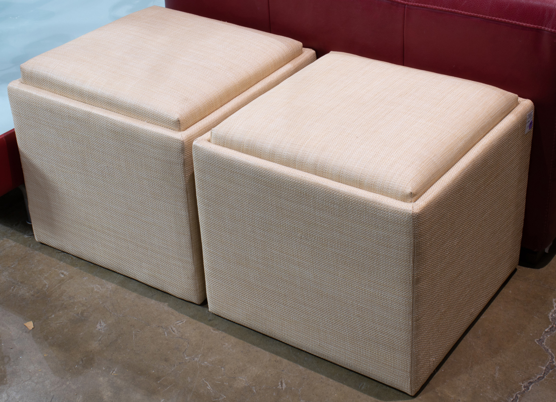 PAIR OF SEA GRASS STORAGE OTTOMANS 3a3b2c