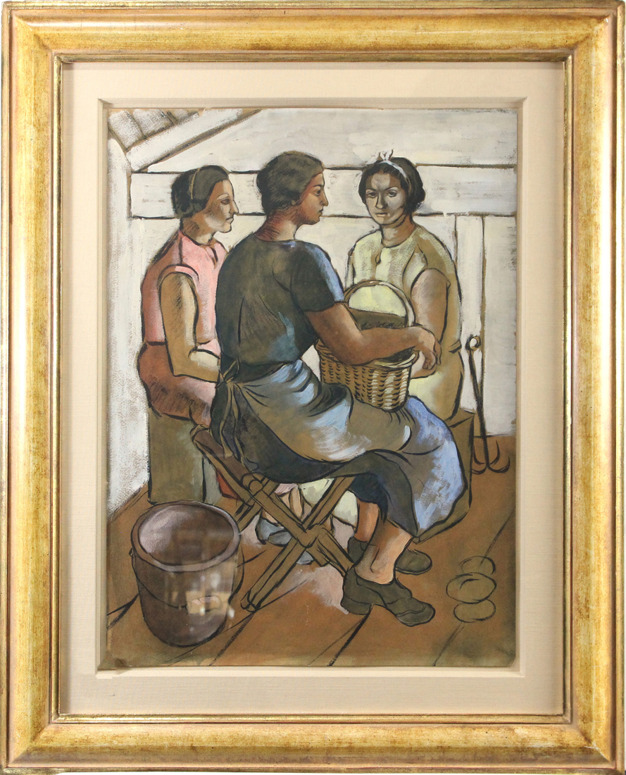 WORK ON PAPER, THREE WOMEN SEATED American