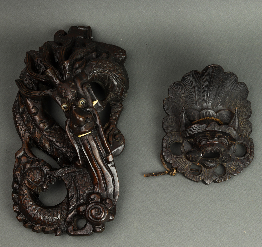 TWO ASIAN WOOD CARVINGS Two Asian 3a3c2f