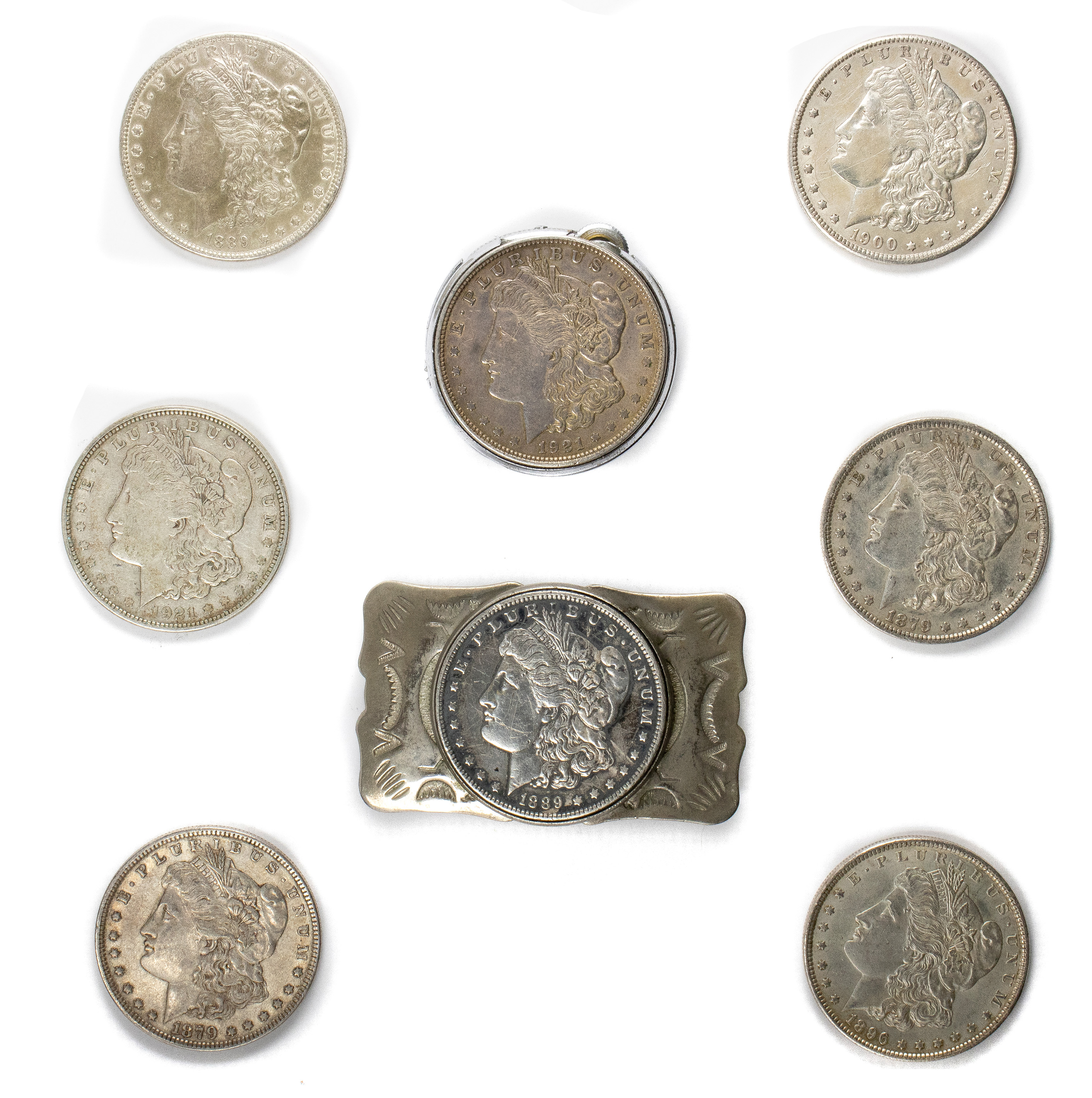 (8) MORGAN DOLLARS: (2)1879, 1889-0,