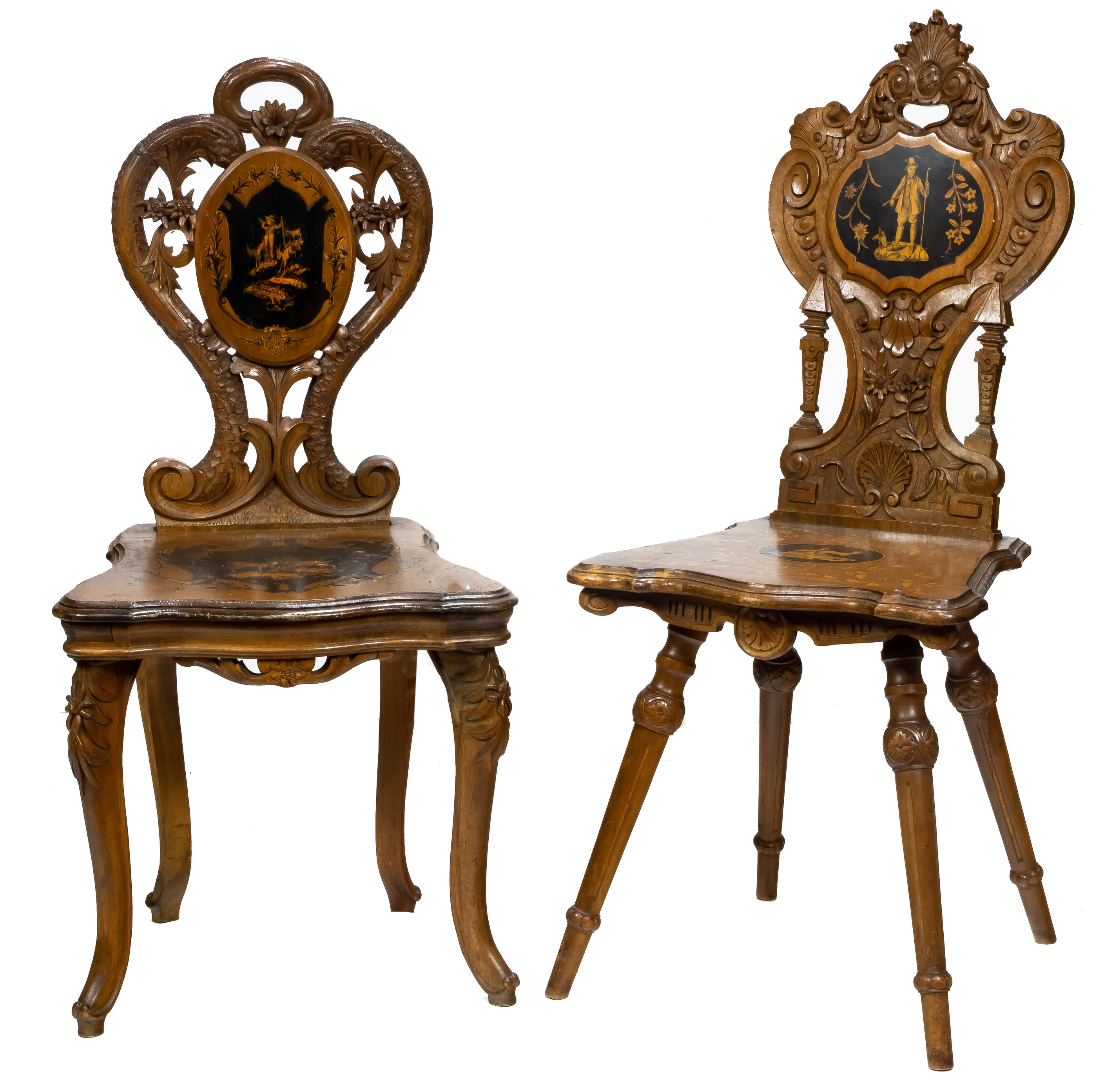 A PAIR OF CONTINENTAL MARQUETRY