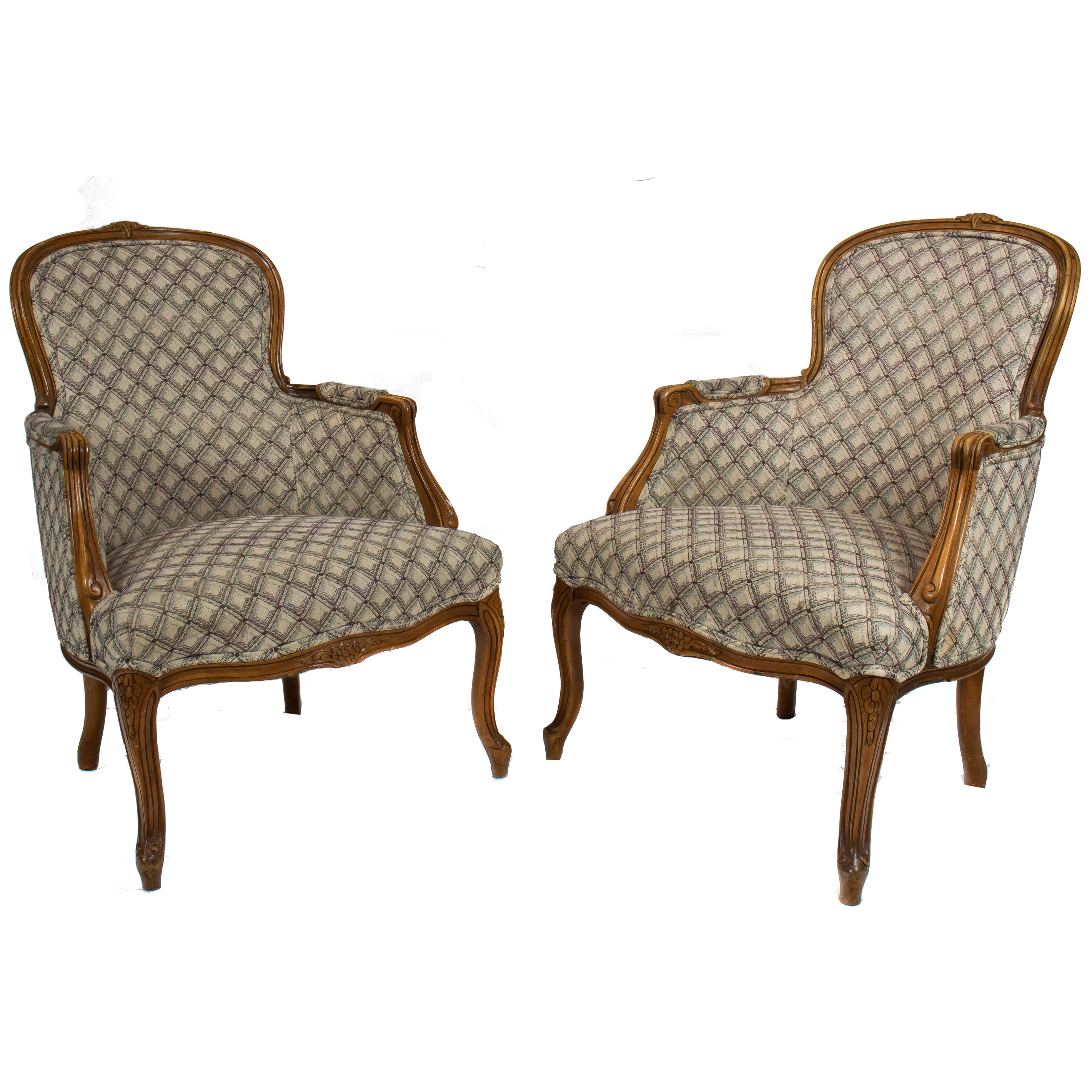 A PAIR OF FRENCH PROVINCIAL STYLE BERGERES