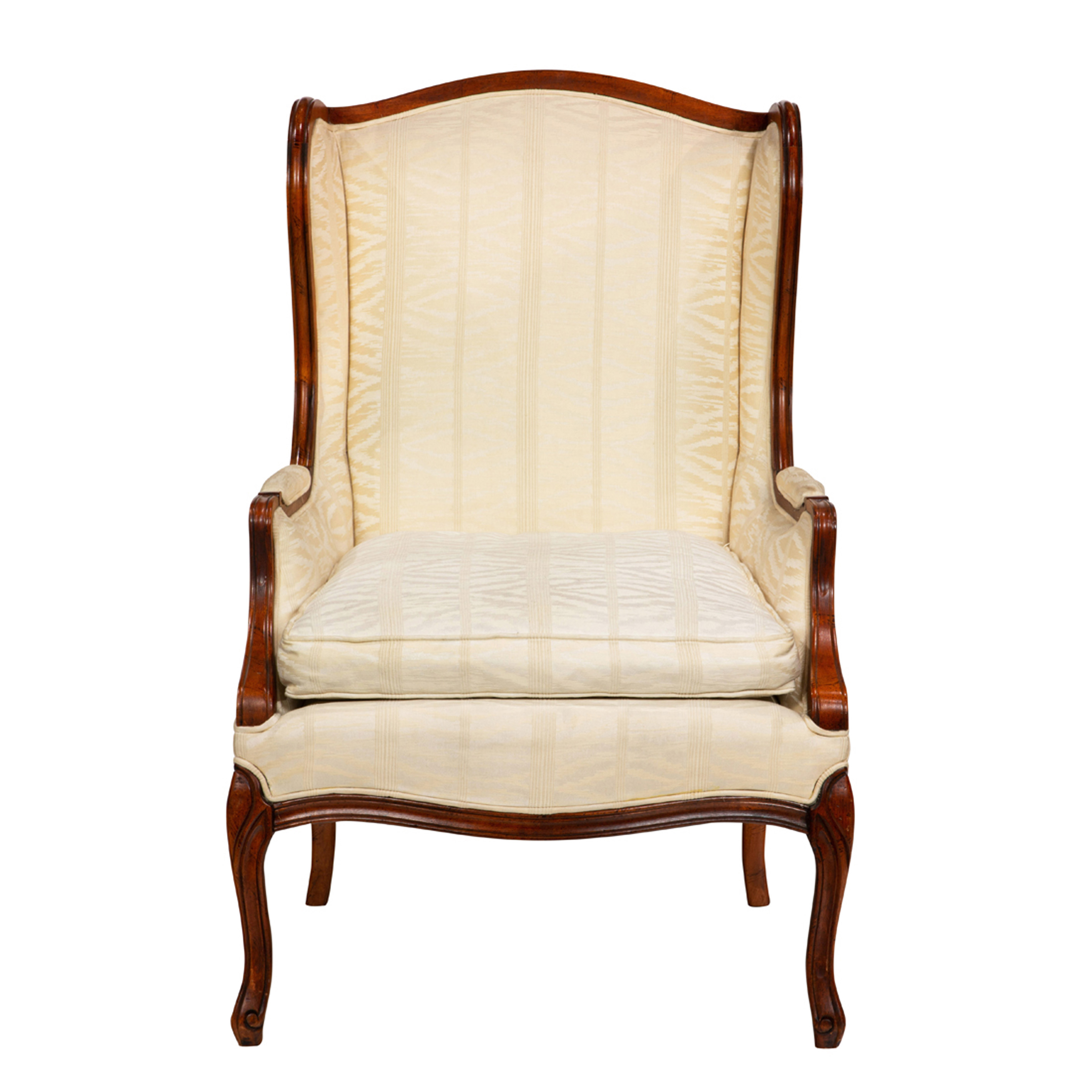 A QUEEN ANNE STYLE WING BACK ARMCHAIR