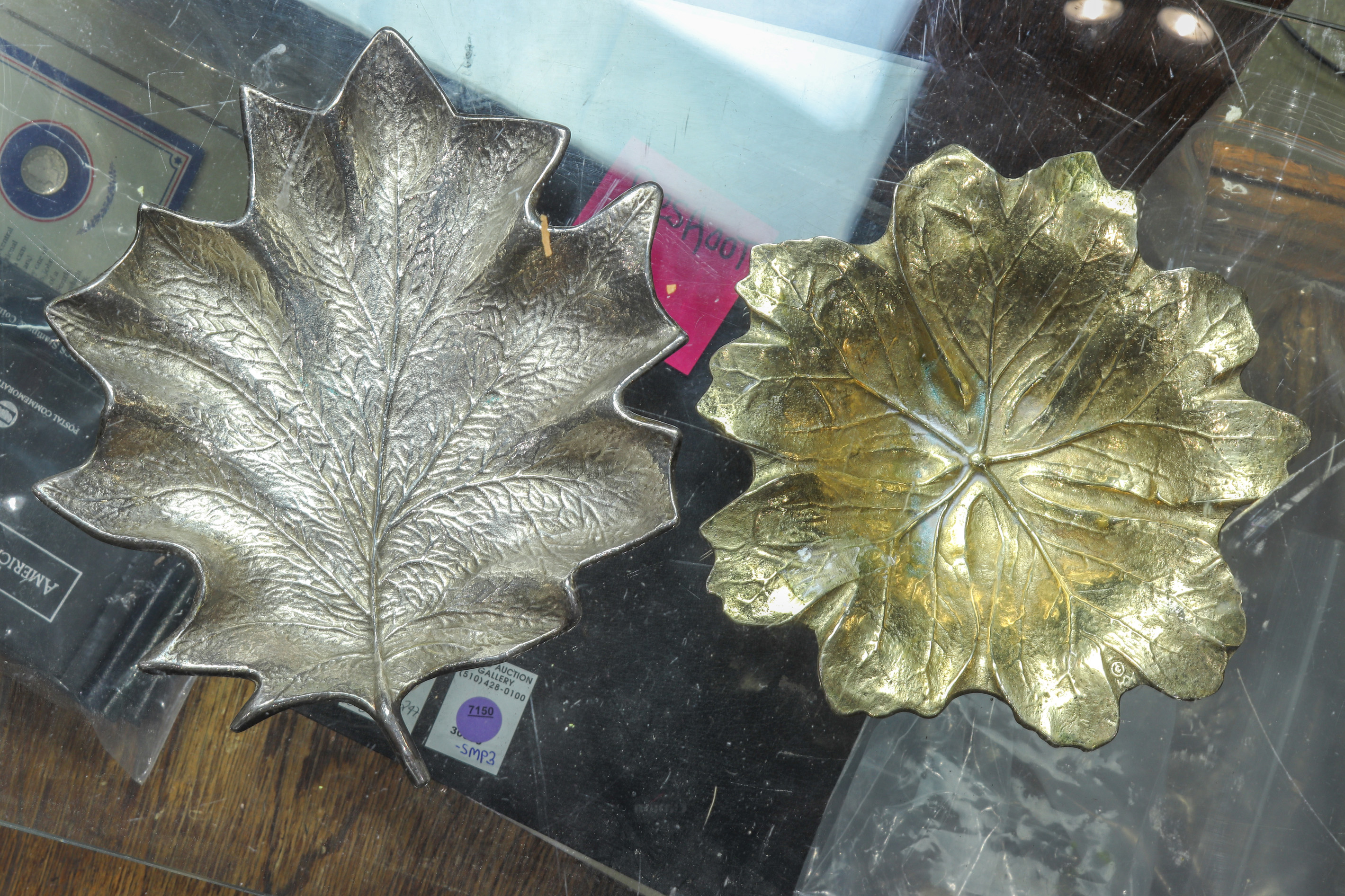 (LOT OF 2) TWO METAL LEAF DISHES