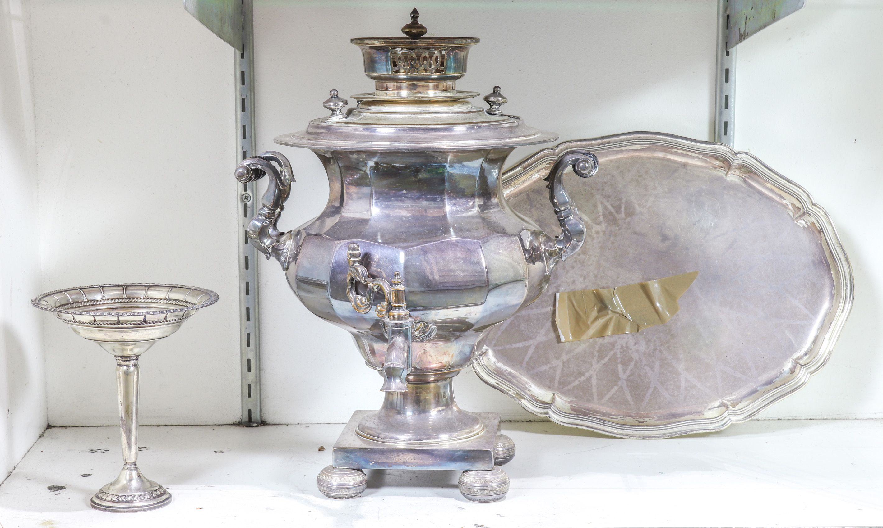 (LOT OF 3) PLATED SAMOVAR, HOKA