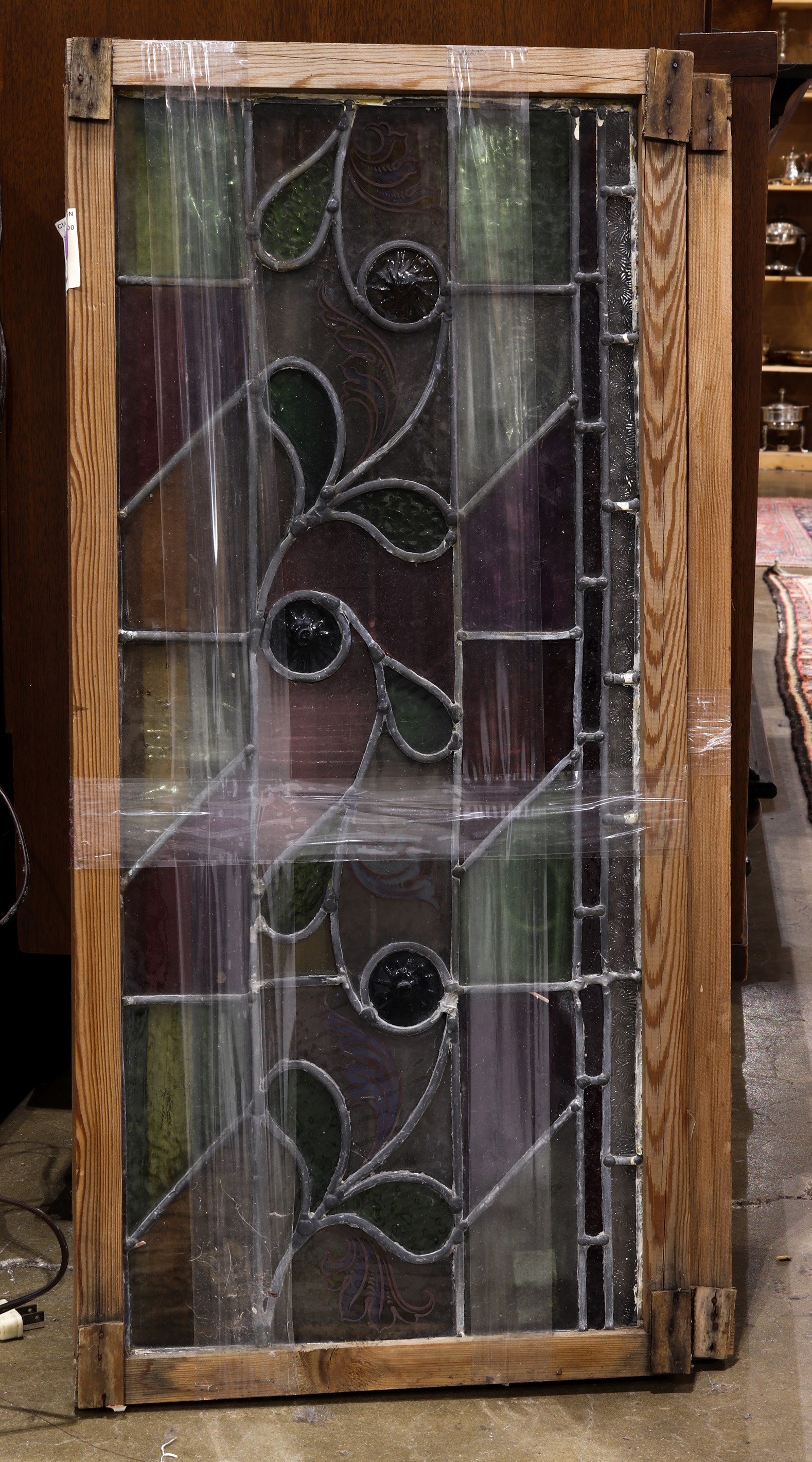  LOT OF 2 LEADED GLASS PANEL GROUP  3a3fbd