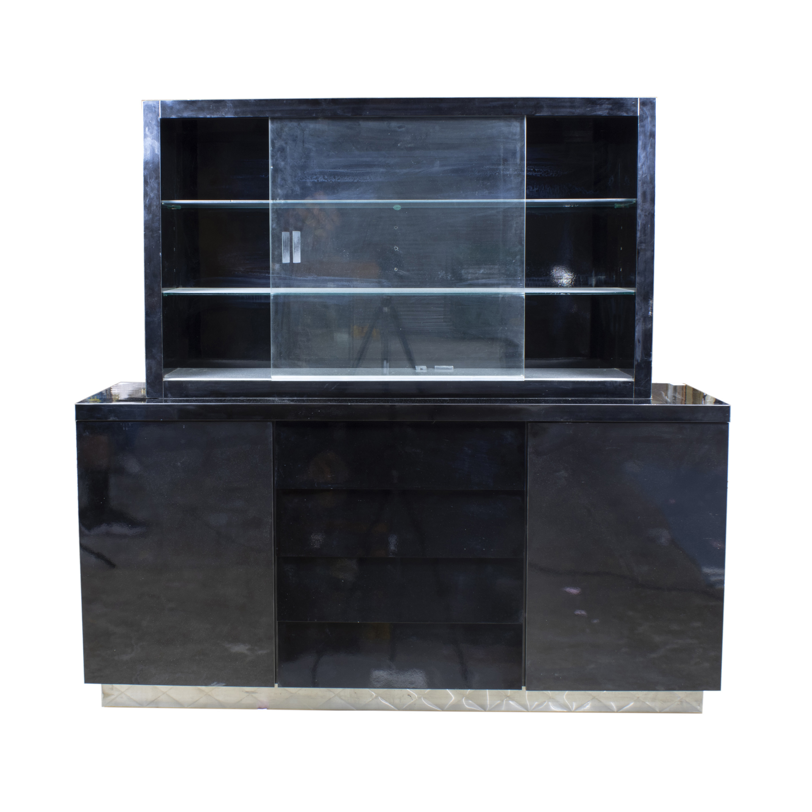 MODERNE BLACK LACQUER WOOD DISPLAY 3a3fc1