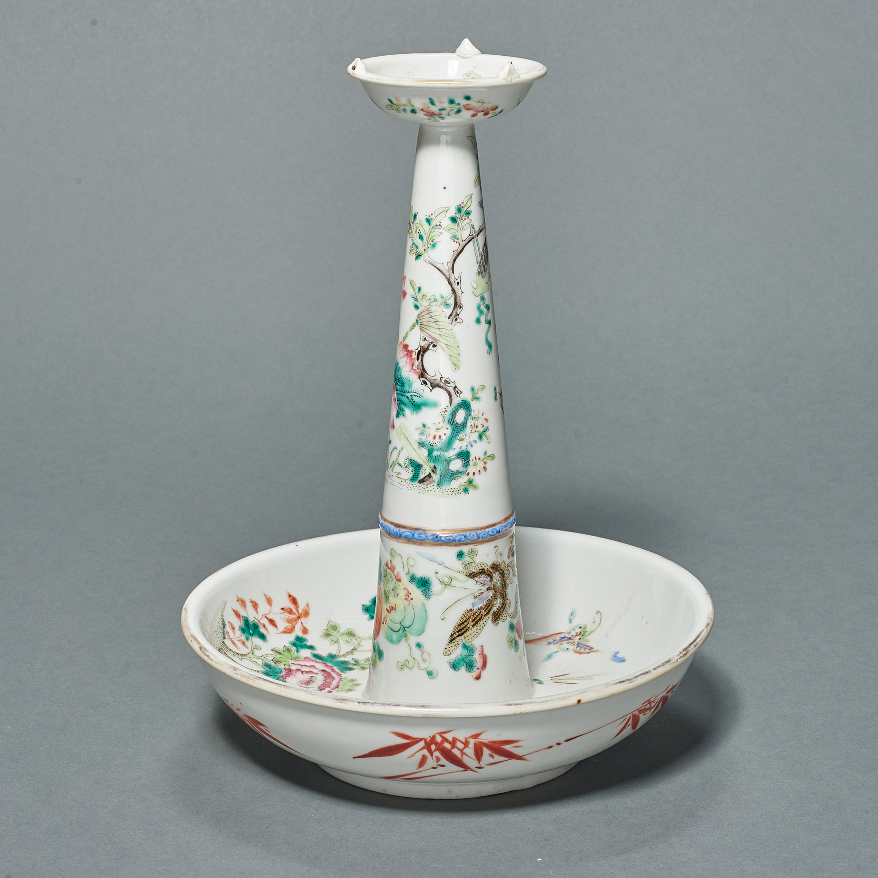 CHINESE FAMILLE ROSE CANDLE STICK