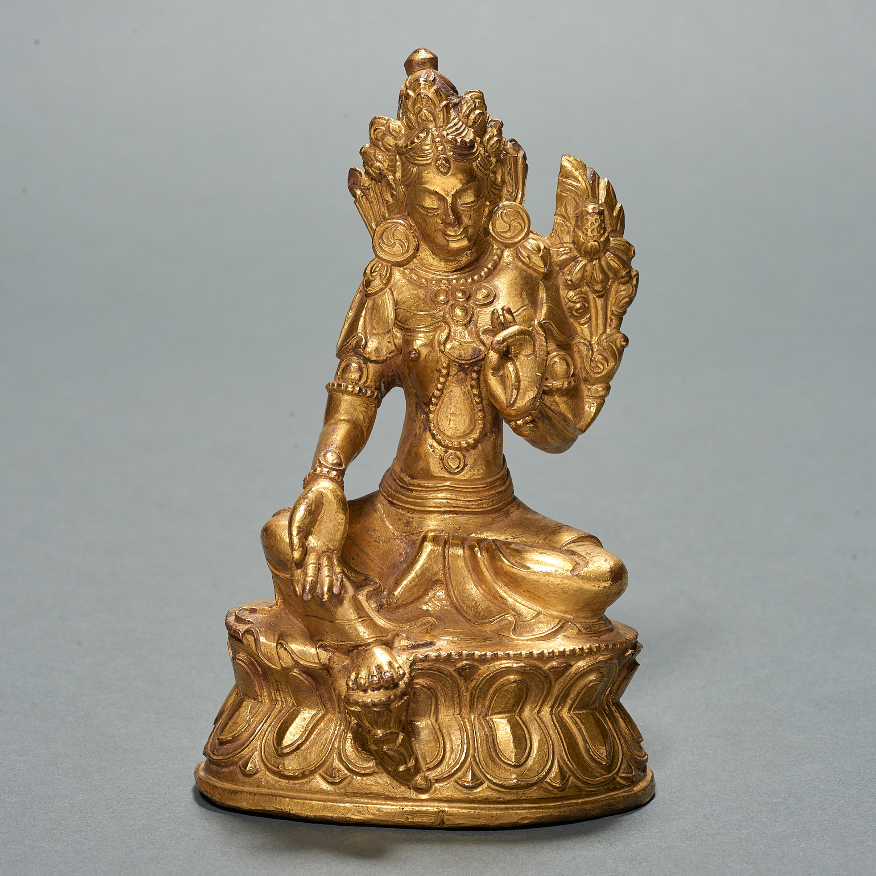 NEPALESE GILT BRONZE FIGURE OF