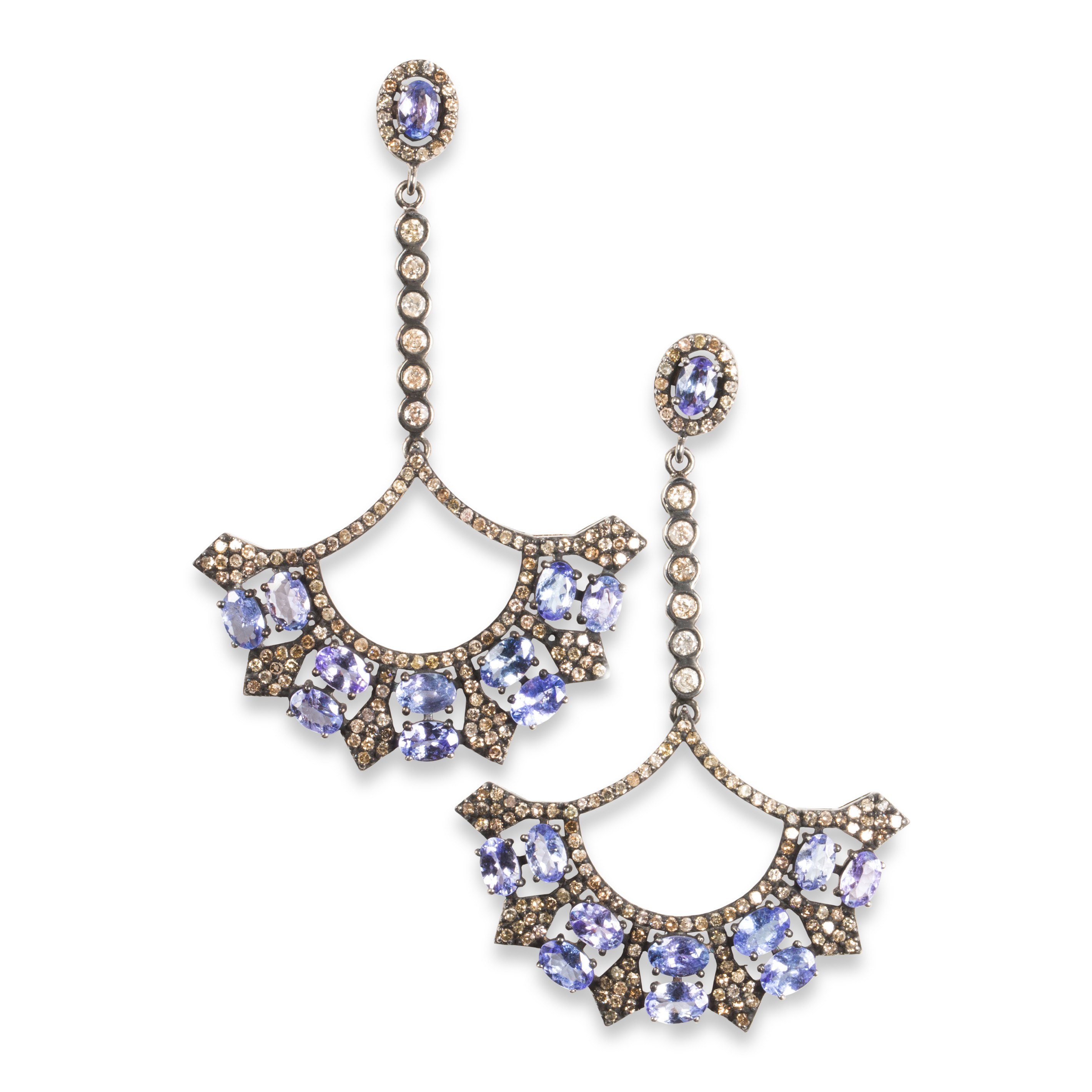 A PAIR OF TANZANITE AND DIAMOND 3a41a5