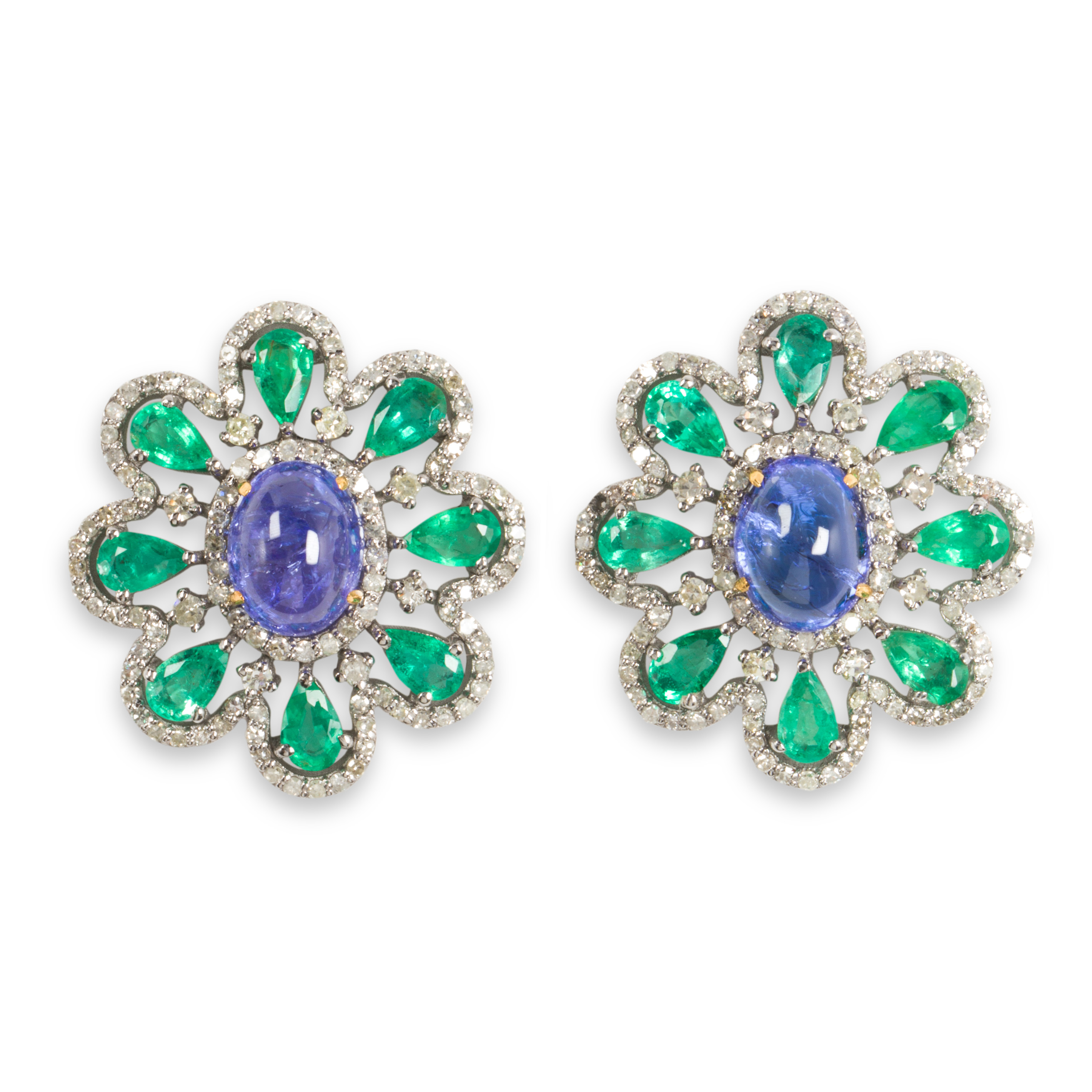 A PAIR OF TANZANITE EMERALD AND 3a41ac