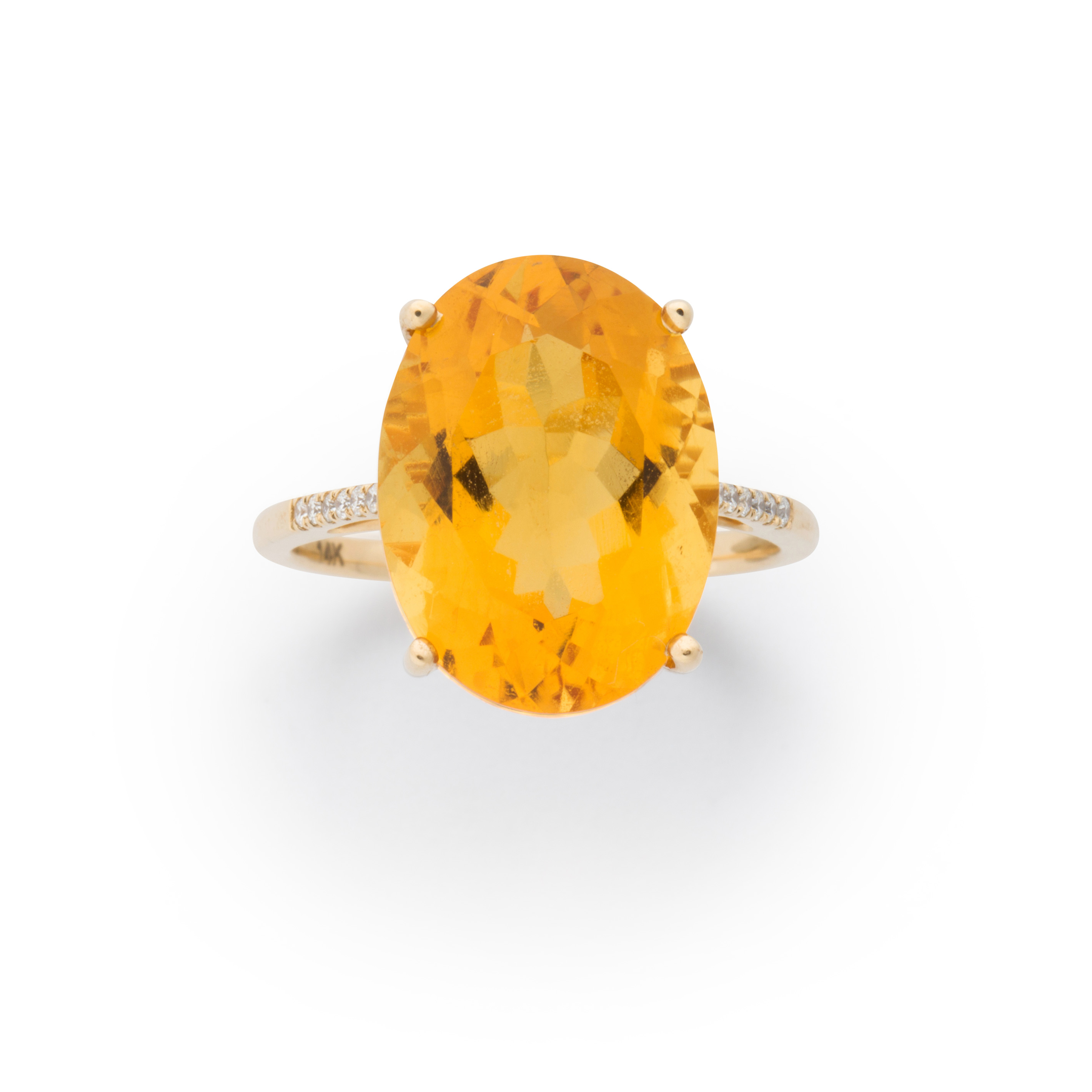 A CITRINE, DIAMOND AND FOURTEEN