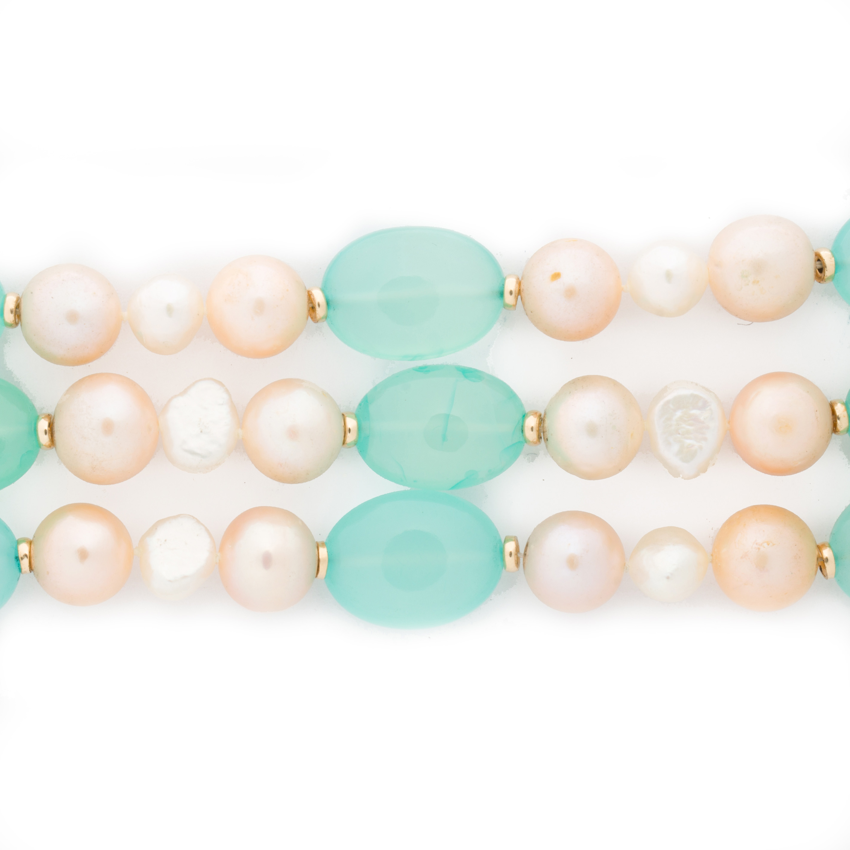 A PEARL, CHALCEDONY AND FOURTEEN