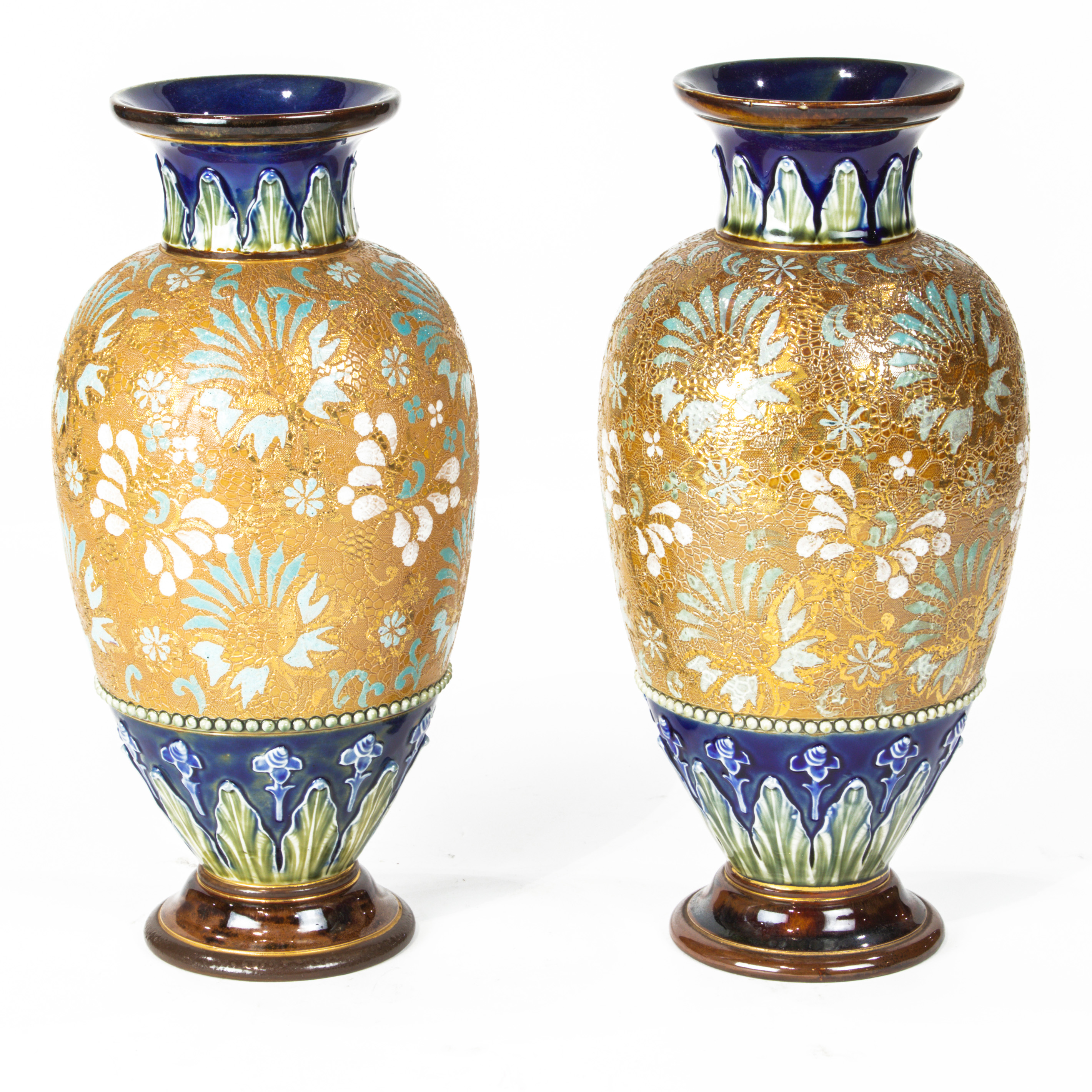 PAIR OF ROYAL DOULTON CABINET VASES
