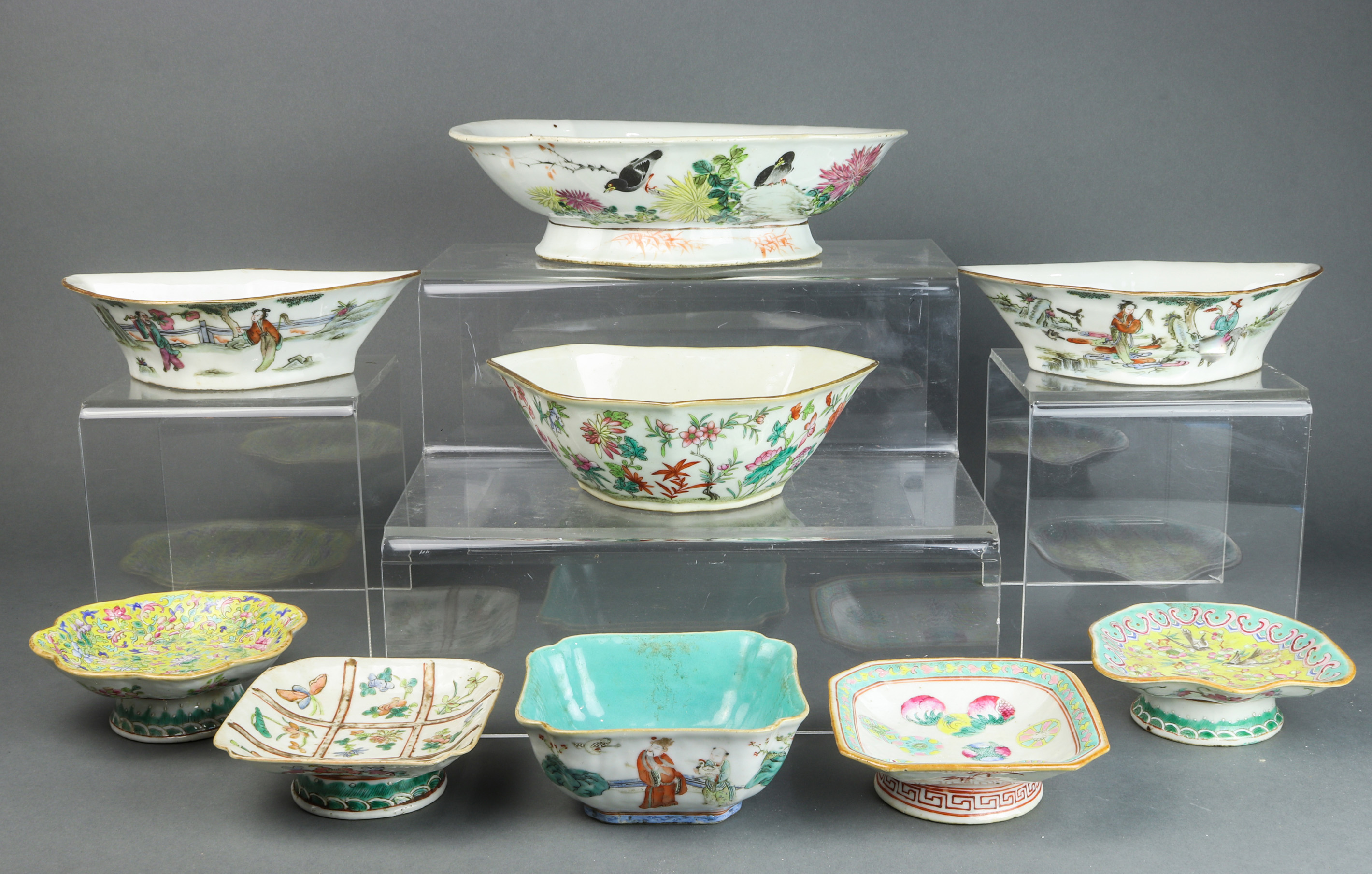 (LOT OF 9) CHINESE FAMILLE ROSE BOWLS