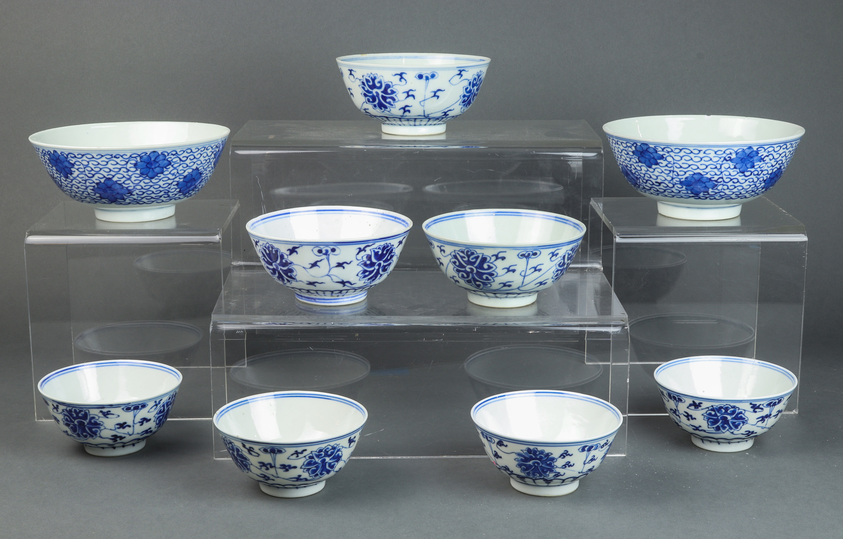 (LOT OF 9) CHINESE BLUE AND WHITE