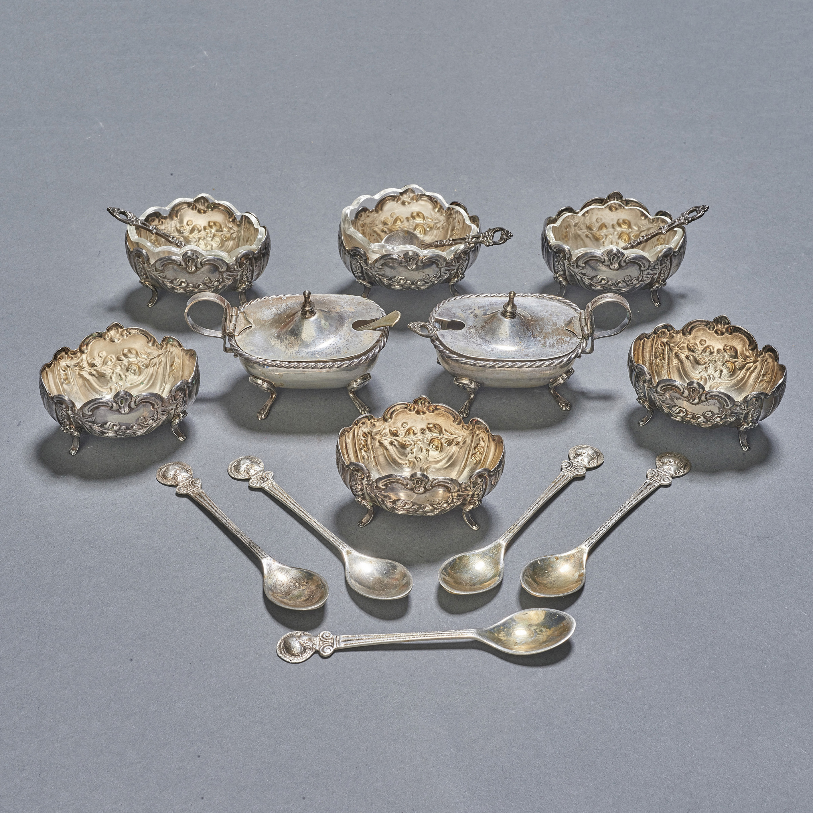 (LOT OF 8) GERMAN .800 SILVER TABLE