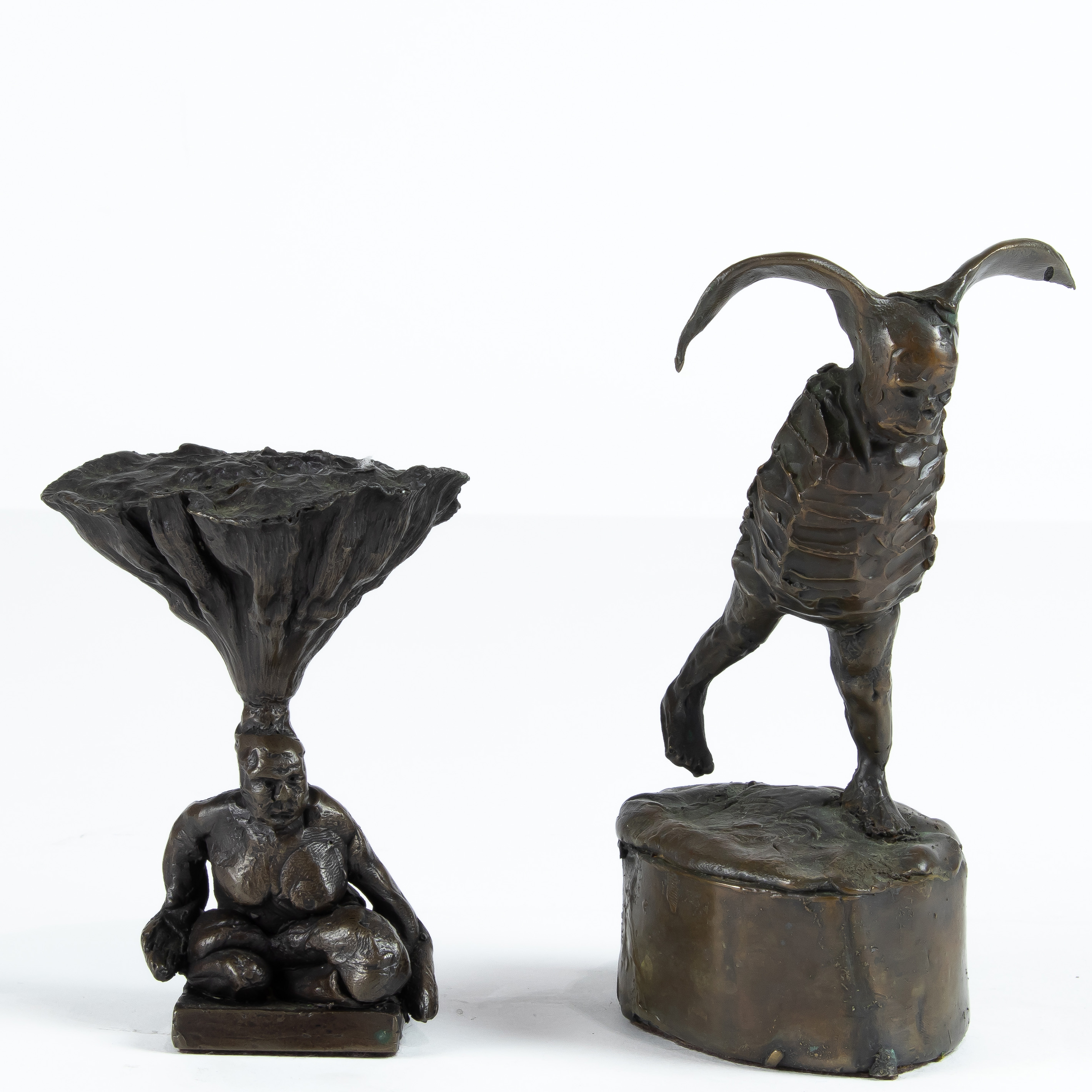 TWO CONTEMPORARY MINIATURE PATINATED