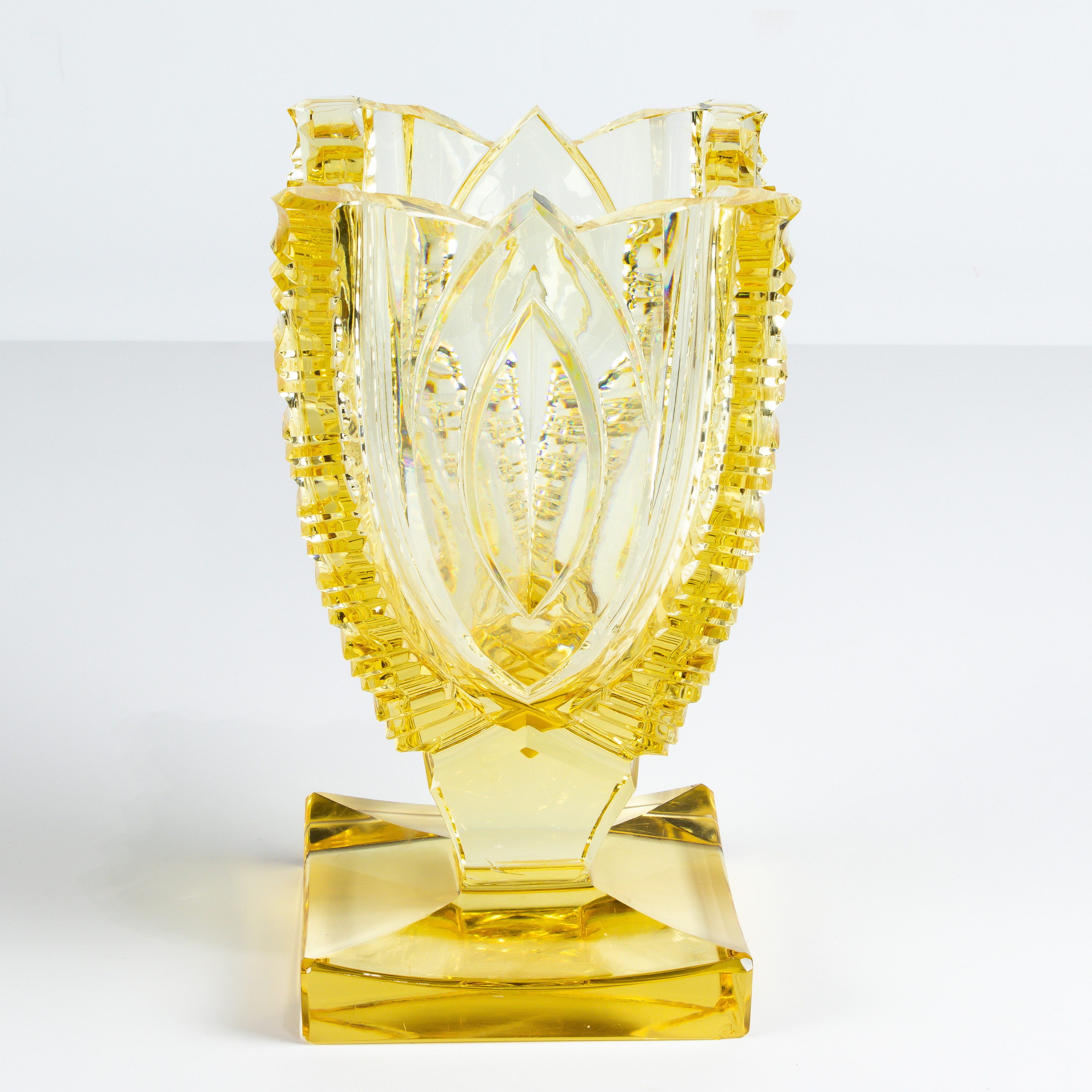 CUT GLASS FOOTED VASE POSSIBLY 3a4378