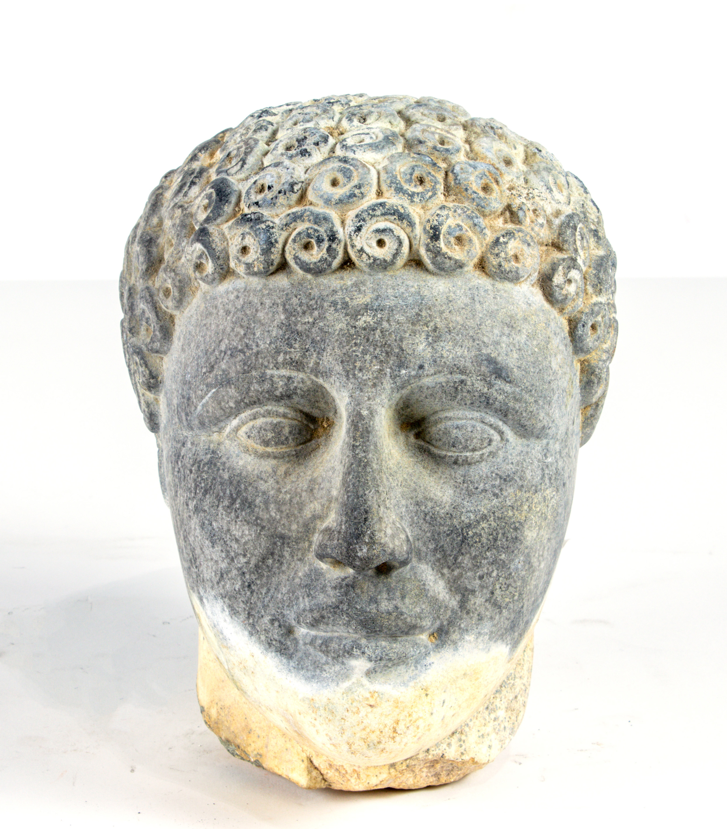 CARVED STONE HEAD OF A YOUTH AFTER 3a4393