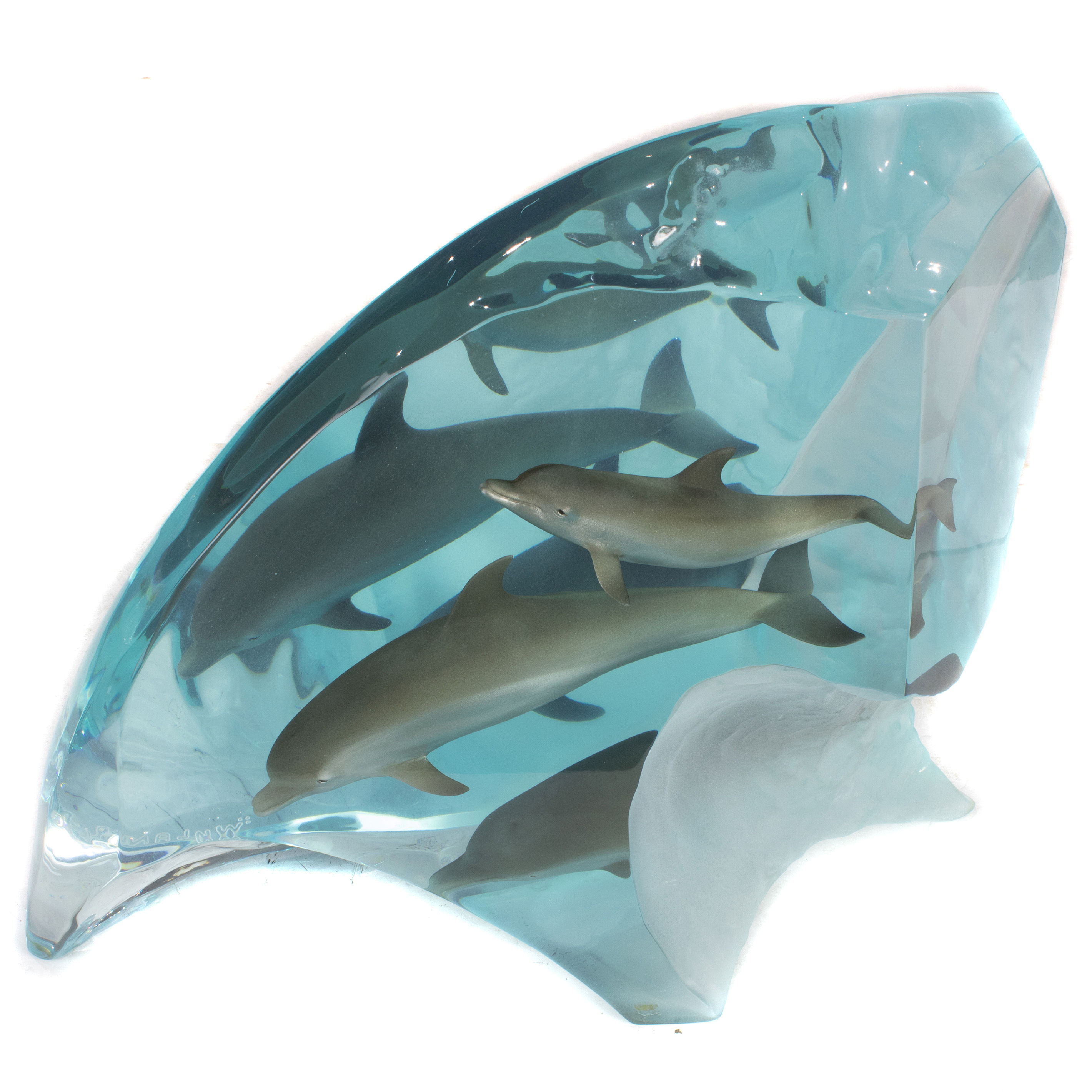 WYLAND ACRYLIC SCULPTURE OF DOLPHINS 3a43b3