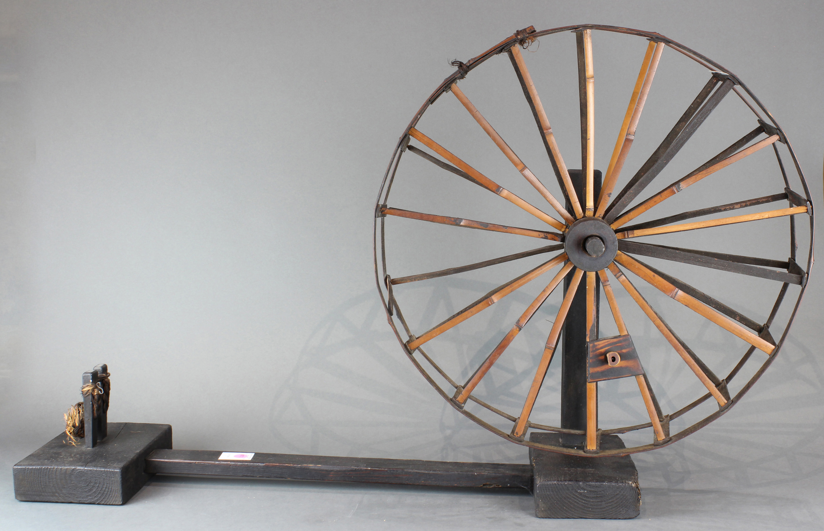 JAPANESE BAMBOO AND WOOD SPINNING WHEEL