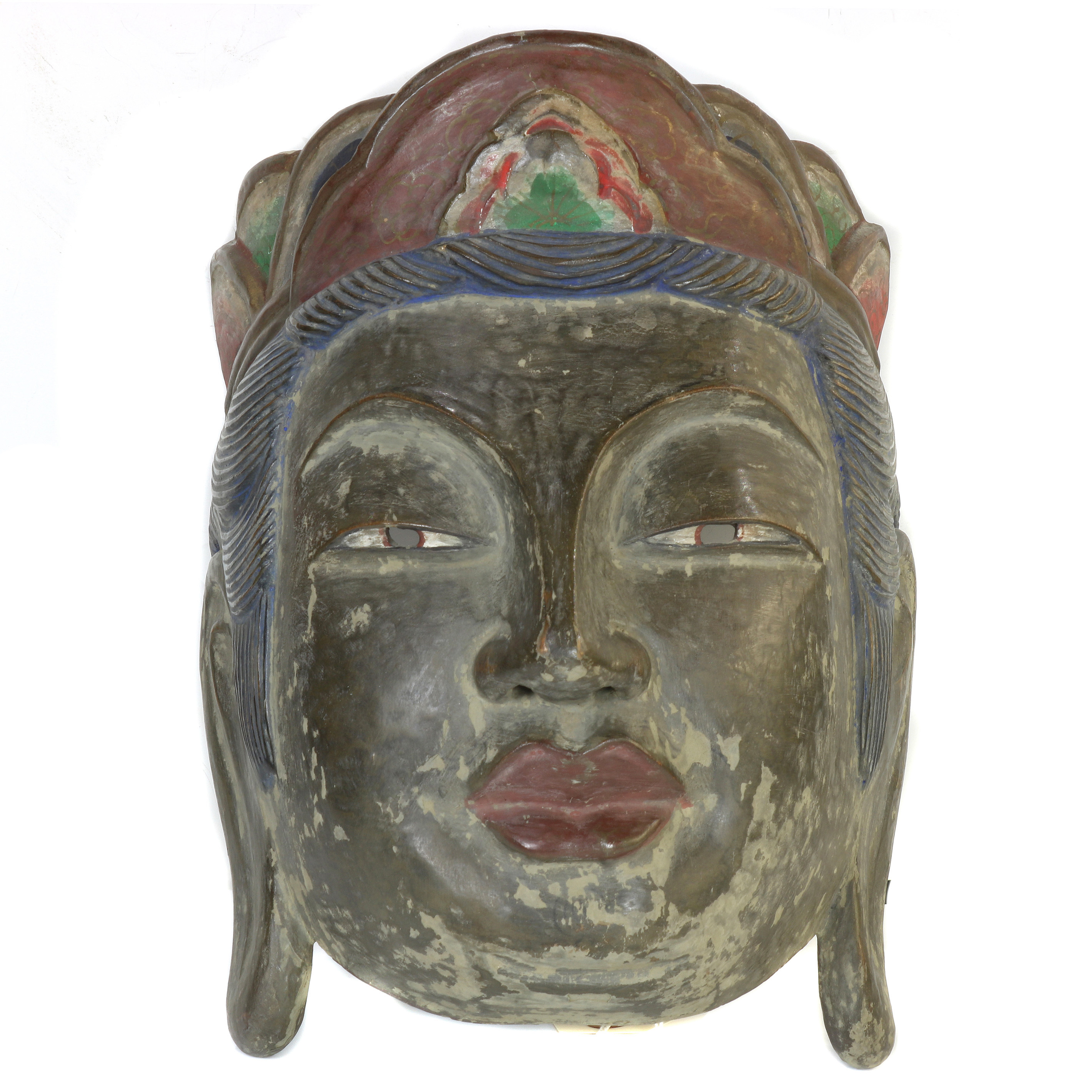 CHINESE POLYCHROMED WOOD MASK OF