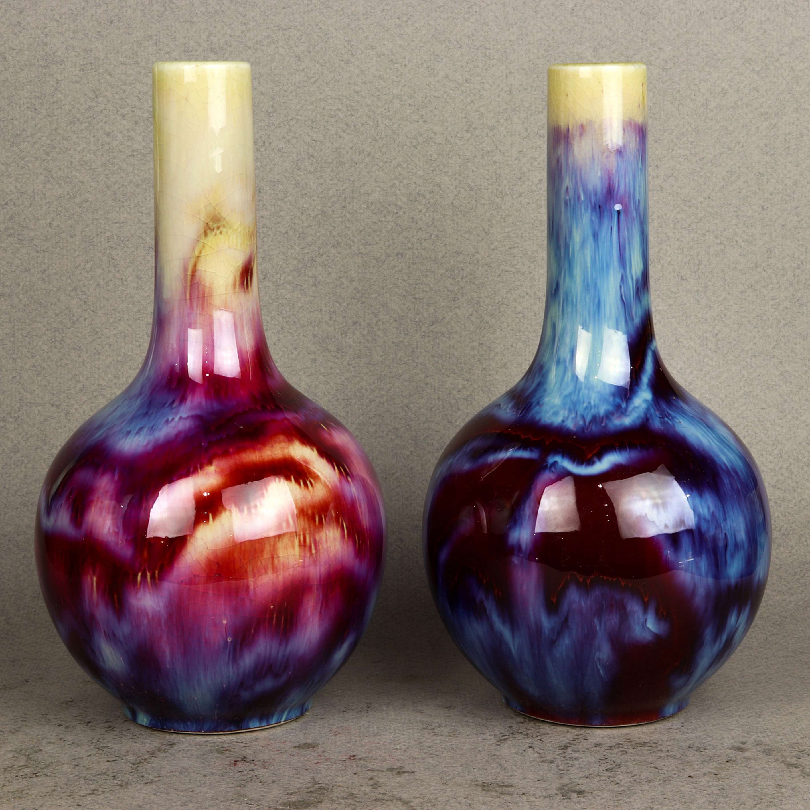  LOT OF 2 CHINESE FLAMBE GLAZED 3a44da