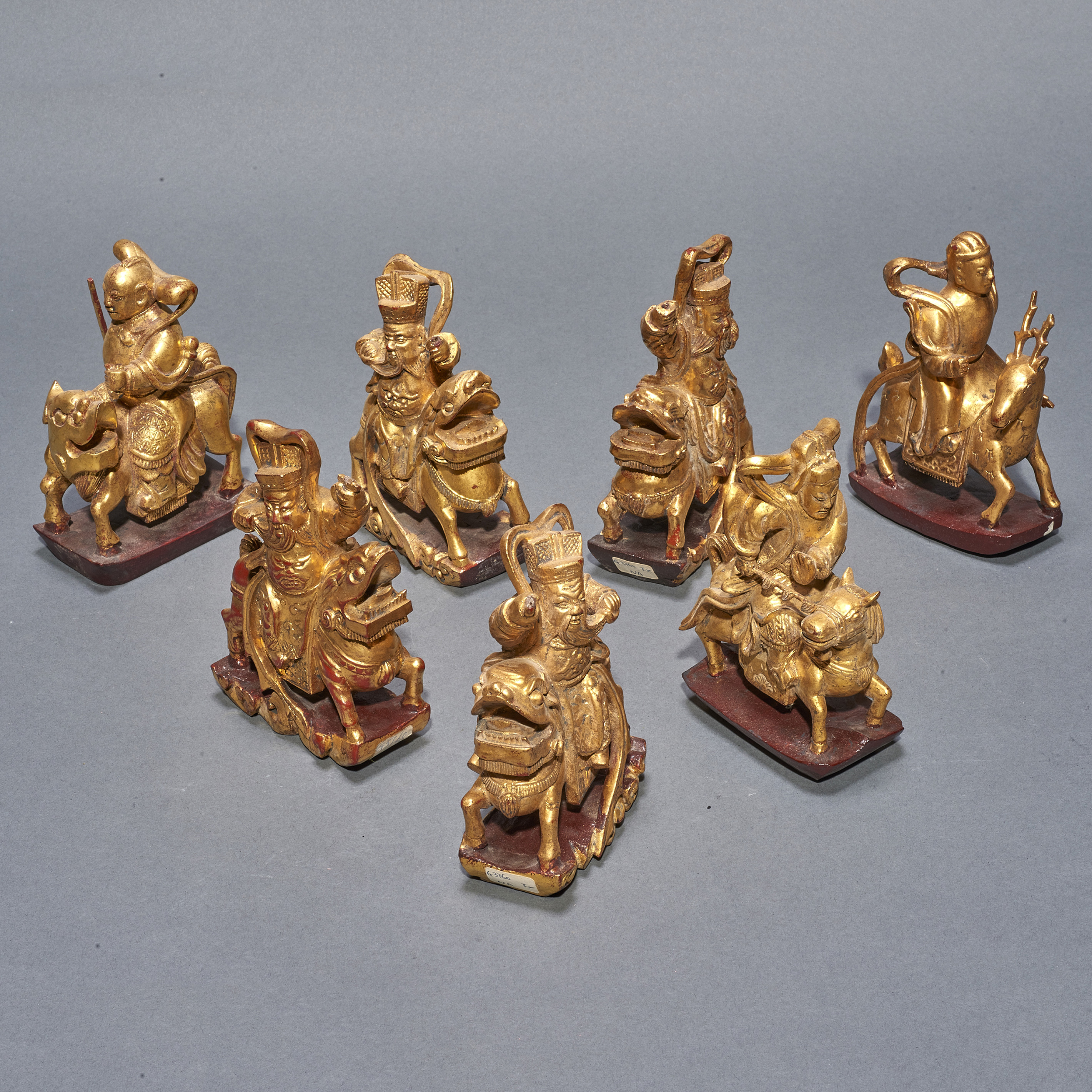  LOT OF 7 CHINESE GILT LACQUERED 3a44f0