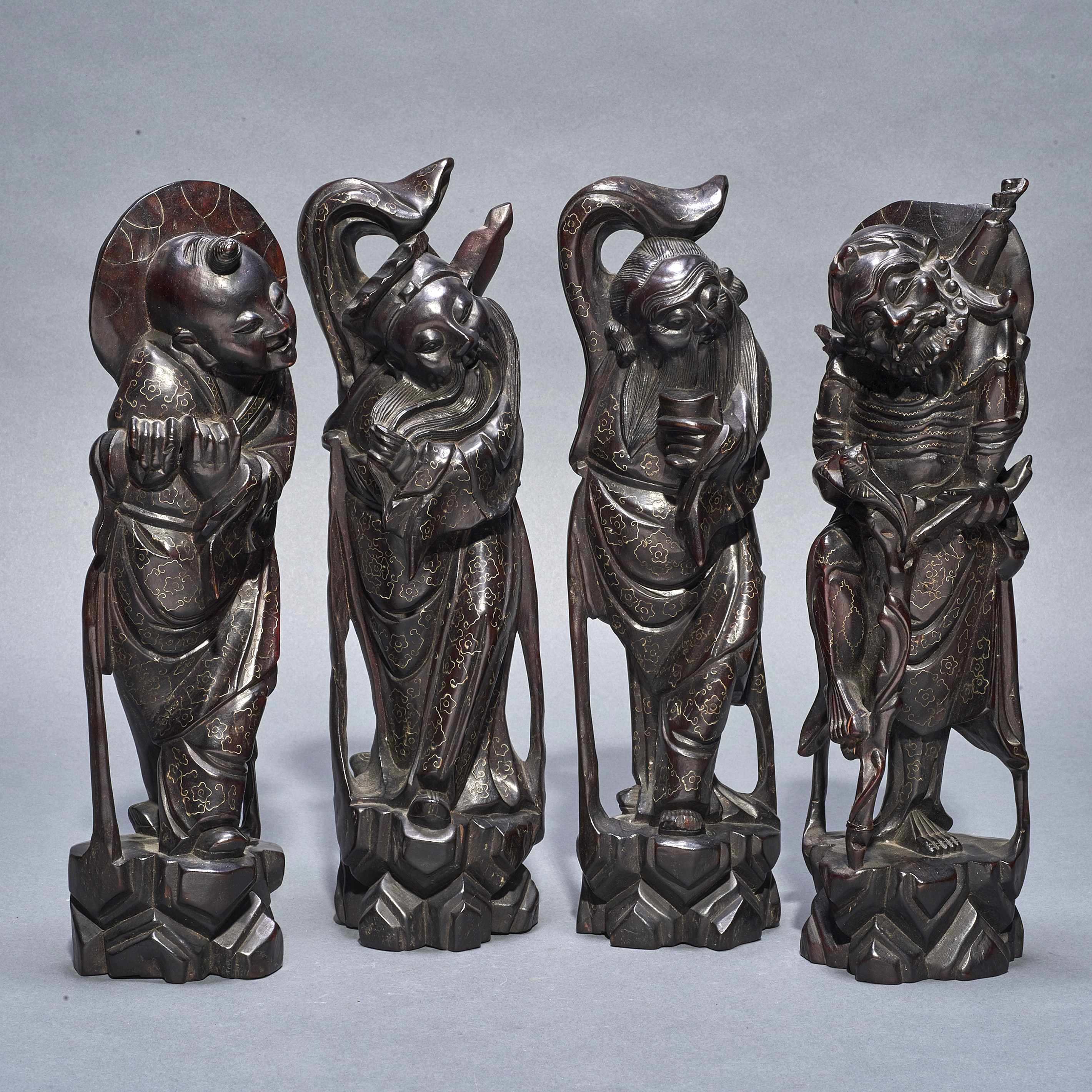 (LOT OF 4) CHINESE WOOD FIGURES