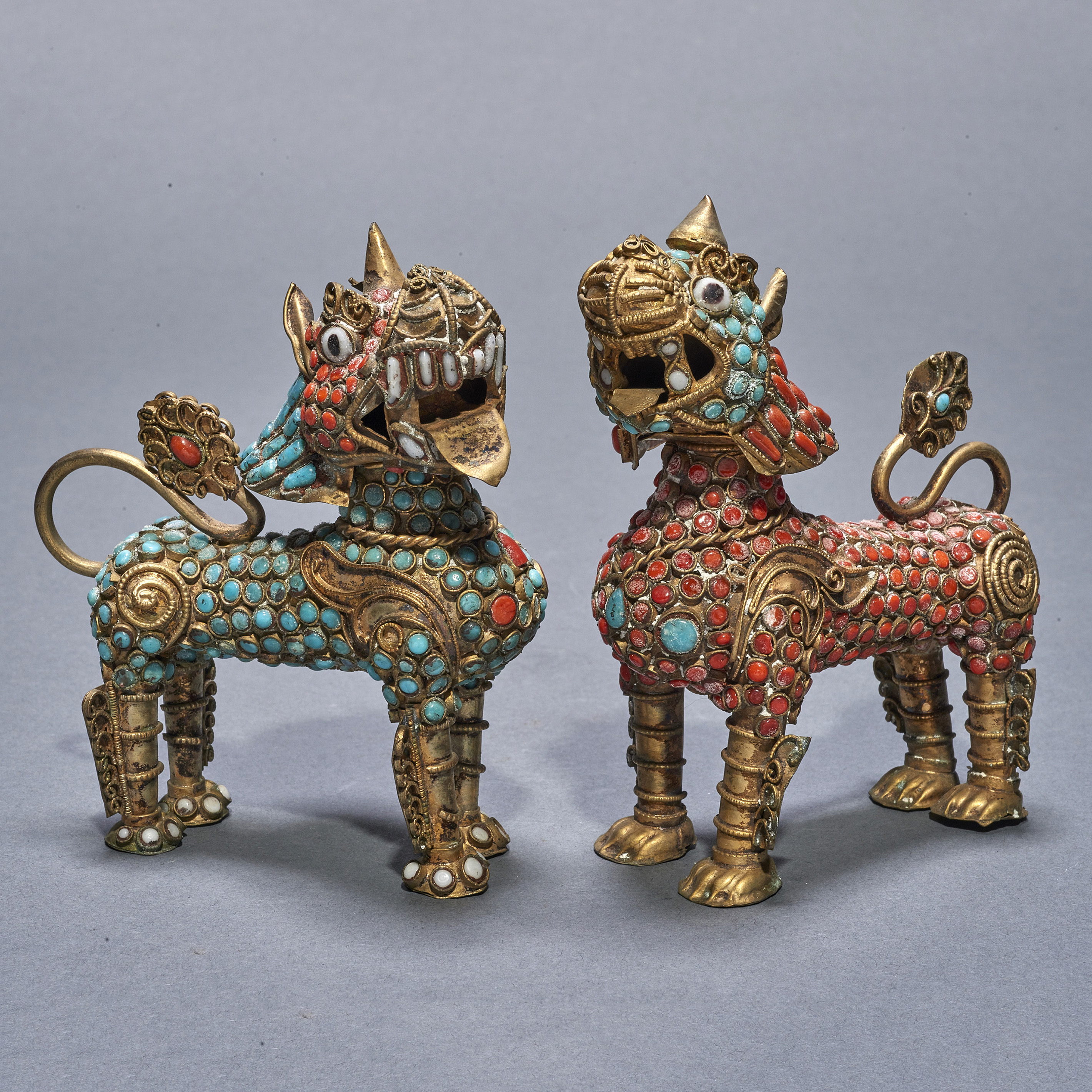 PAIR OF SOUTHEAST ASIAN METAL GUARDIAN