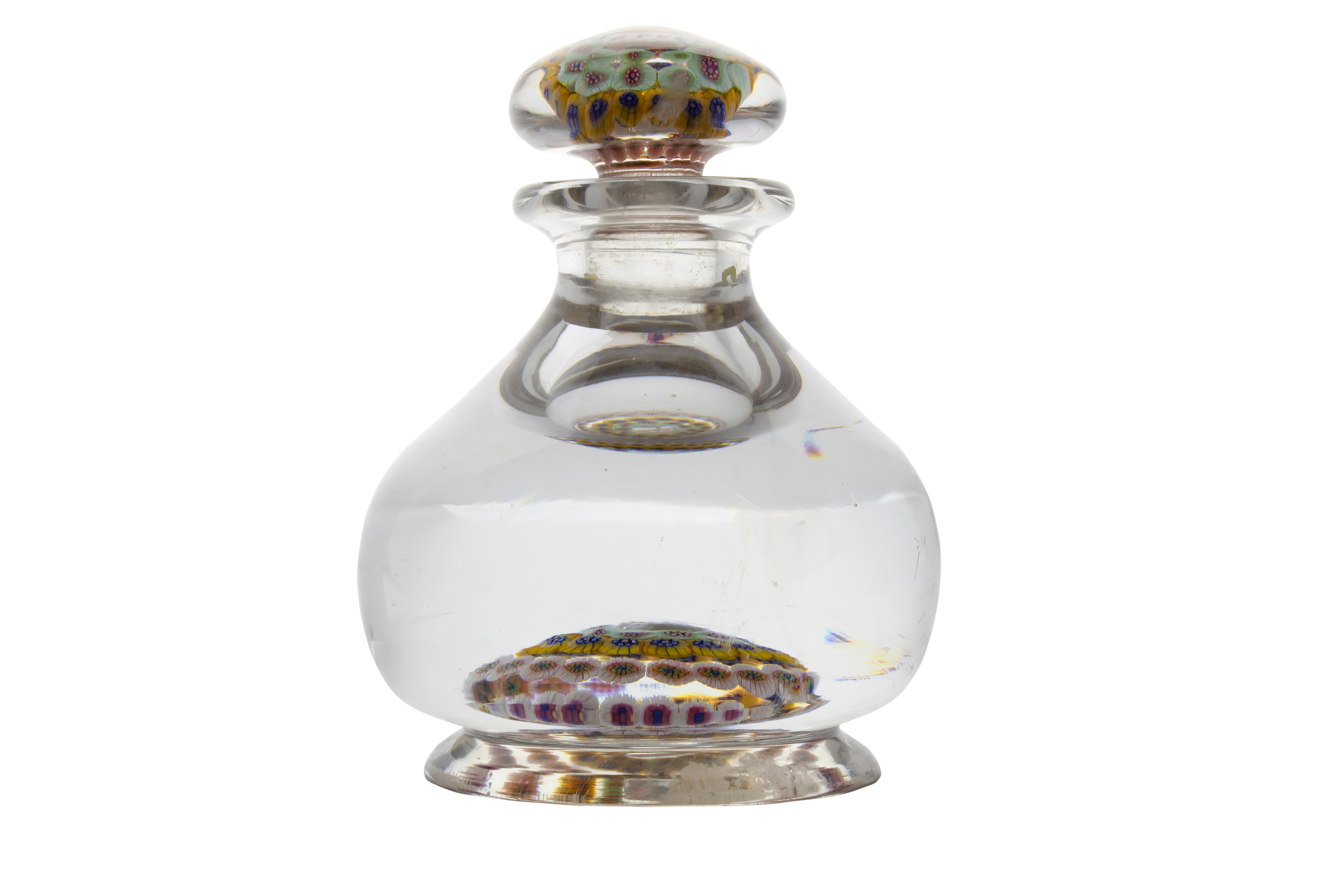 A MILLEFIORE PAPERWEIGHT INKWELL  3a458a