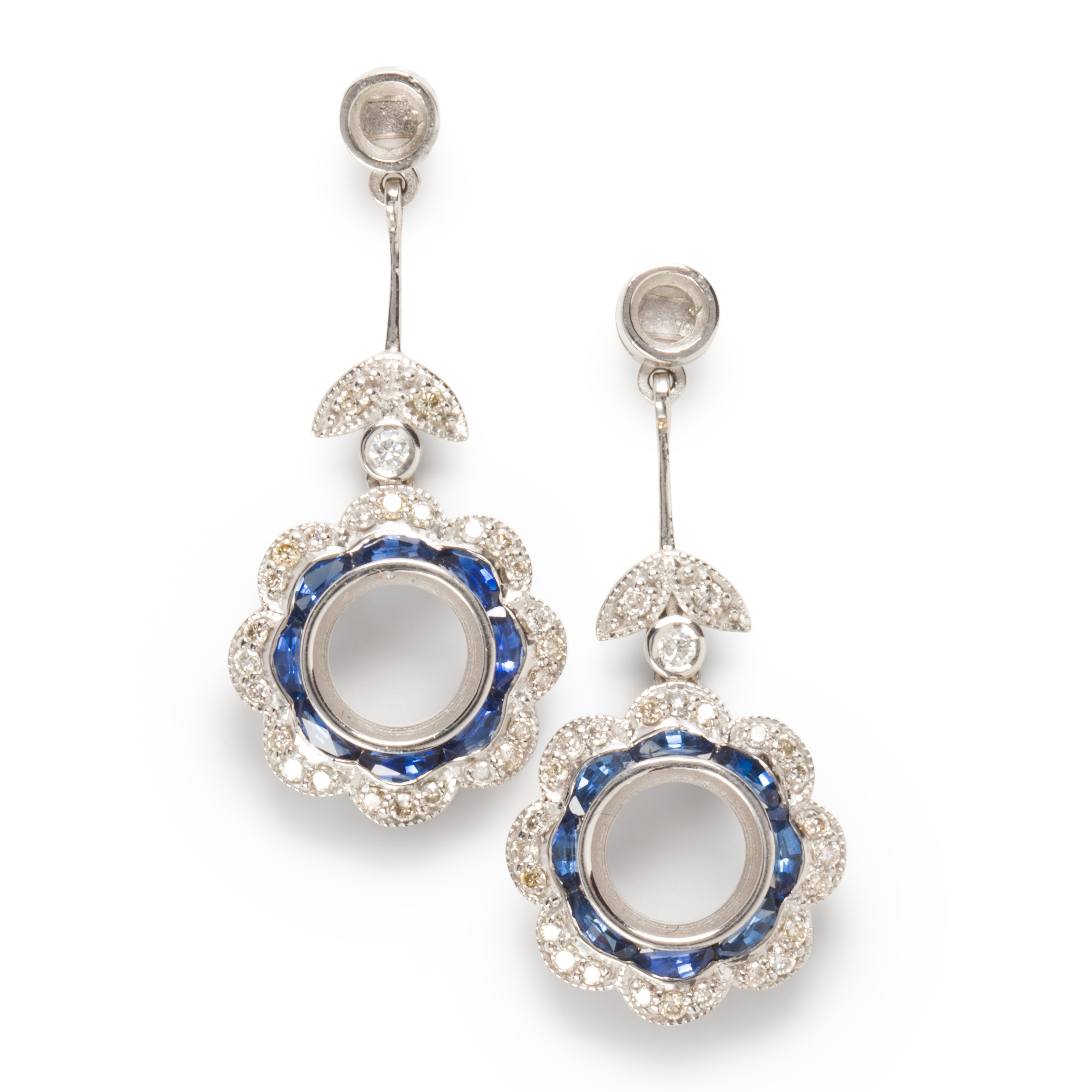 A PAIR OF DIAMOND SAPPHIRE AND 3a4612