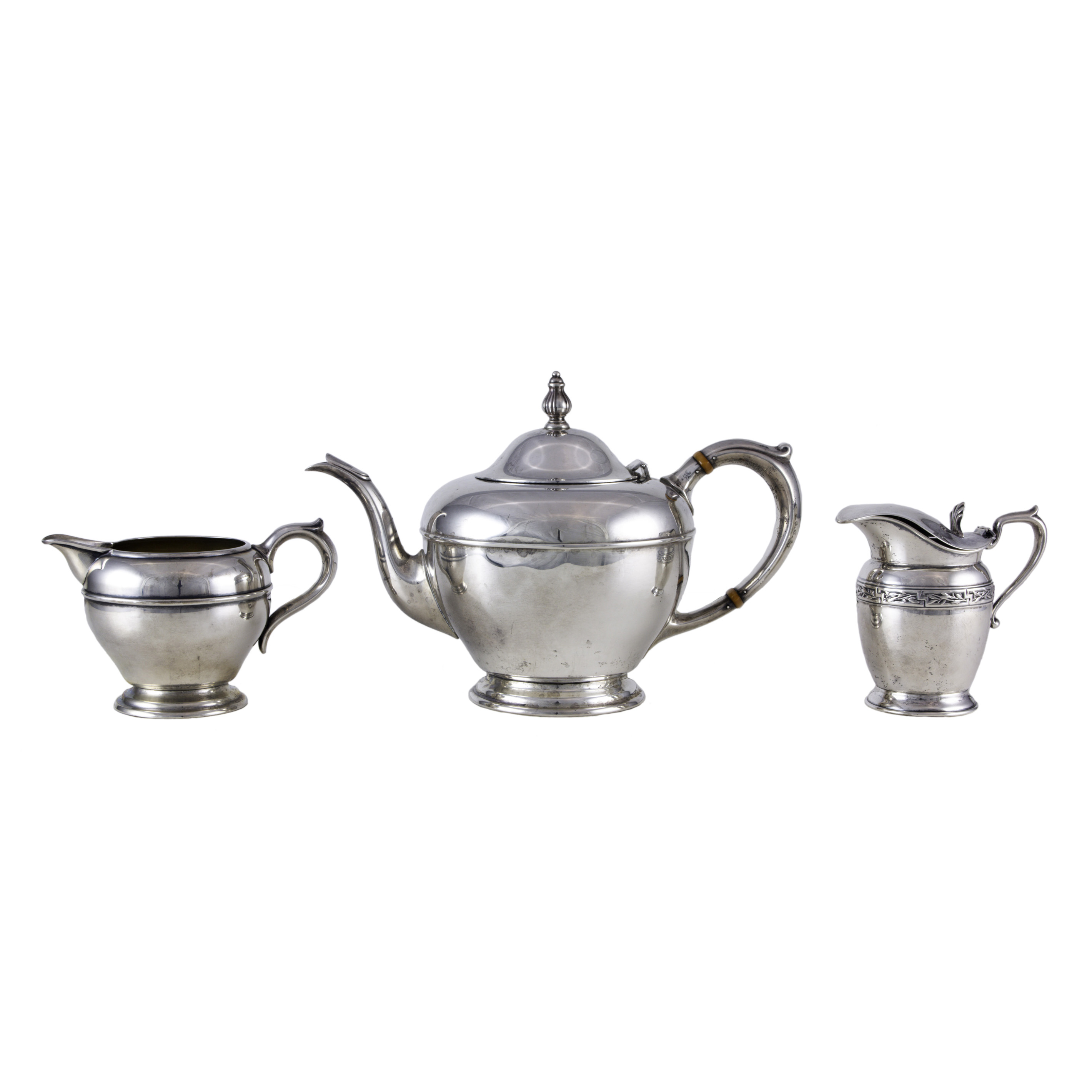 A (LOT OF 3) STERLING TEA WARE: A TWO