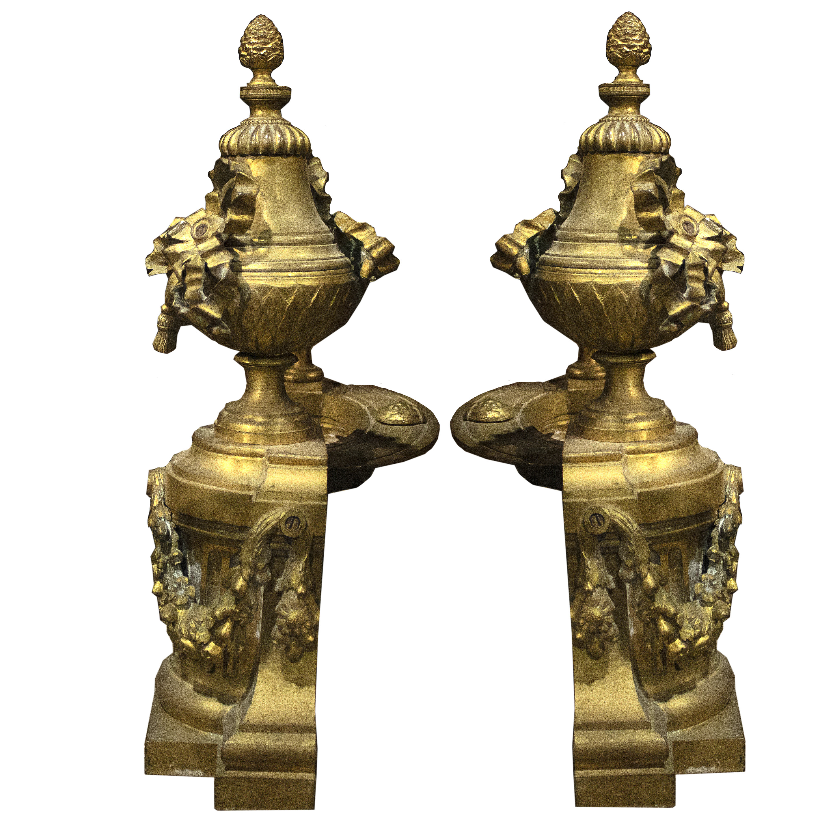 PAIR OF FRENCH GILT BRONZE CHENETS
