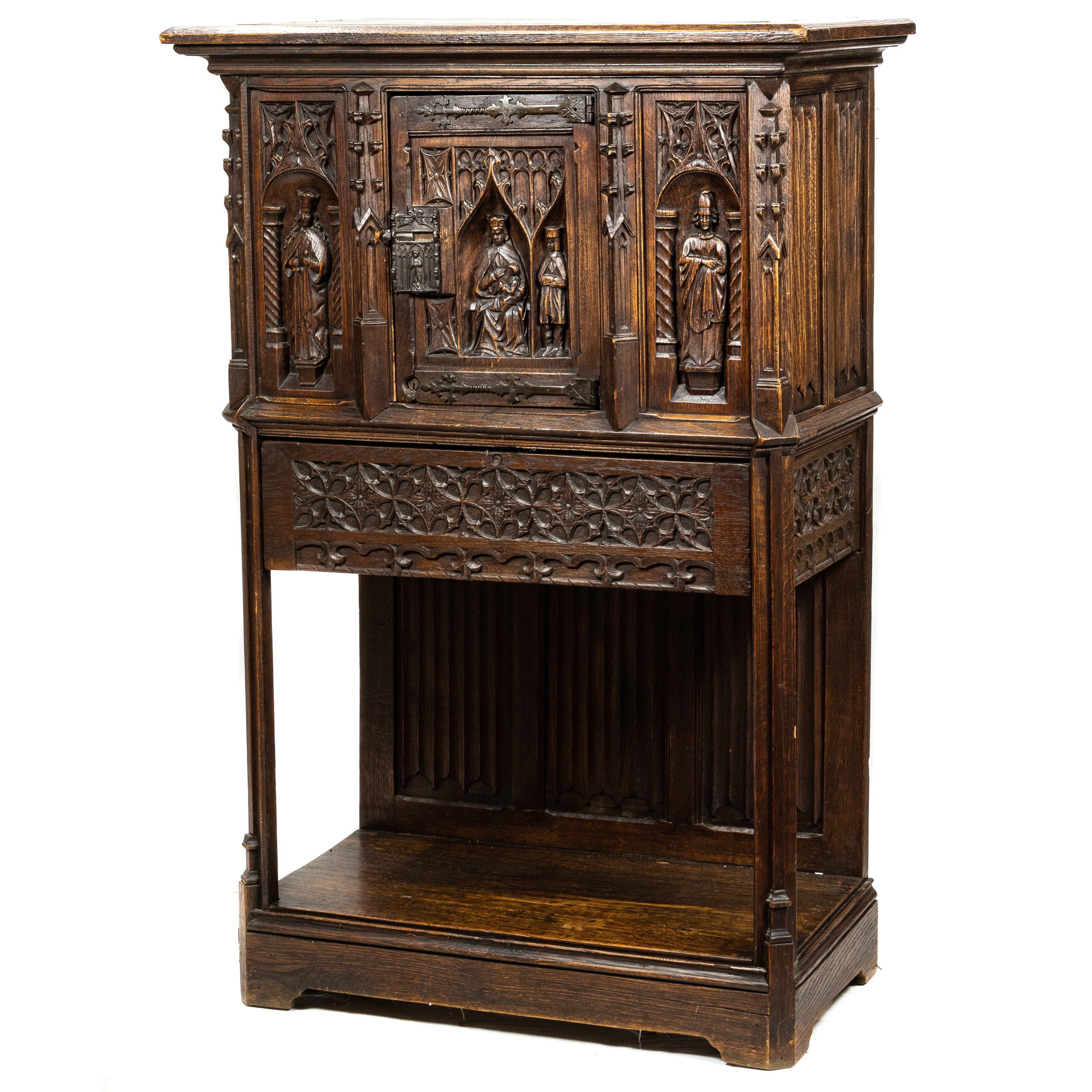 A FRENCH GOTHIC REVIVAL COURT CABINET