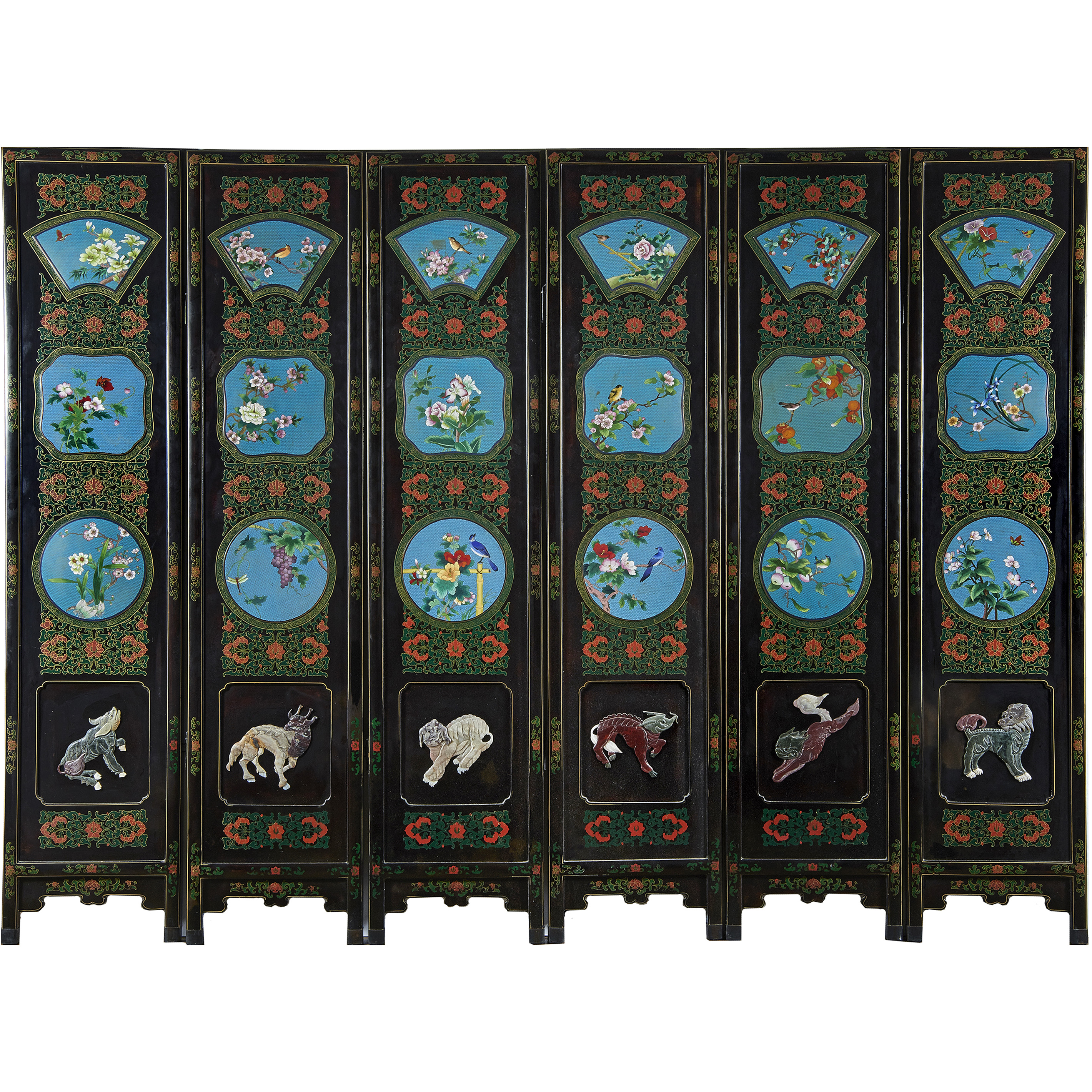 CHINESE SIX-PANEL LACQUERED FOLDING