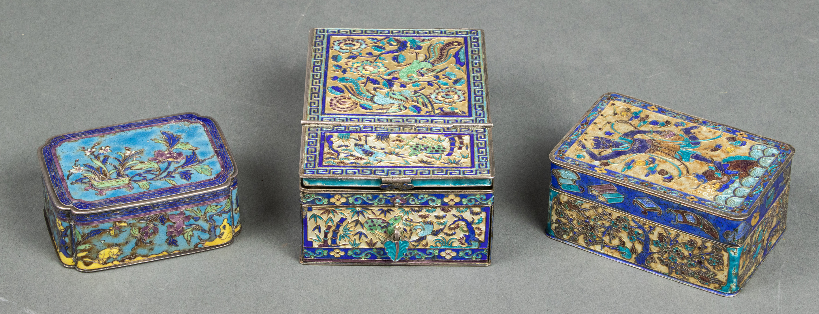 (LOT OF 3) CHINESE ENAMELED SILVER