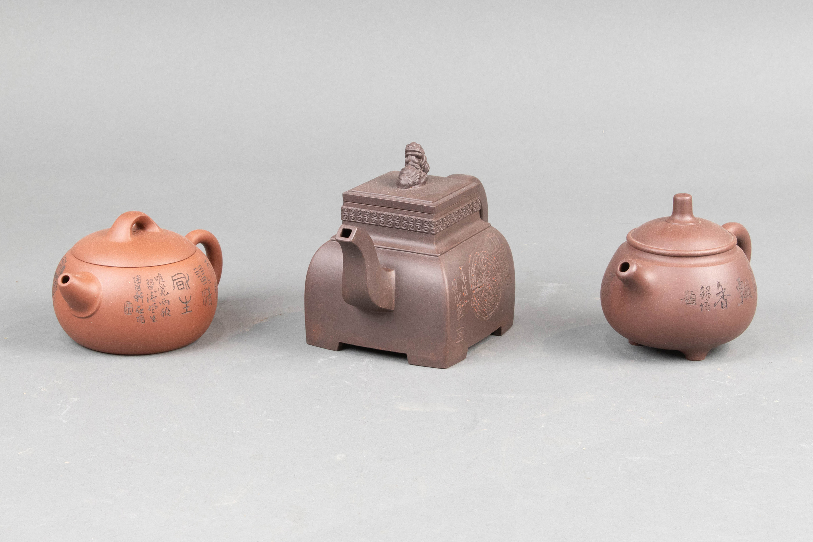 (LOT OF 3) CHINESE YIXING TEAPOTS