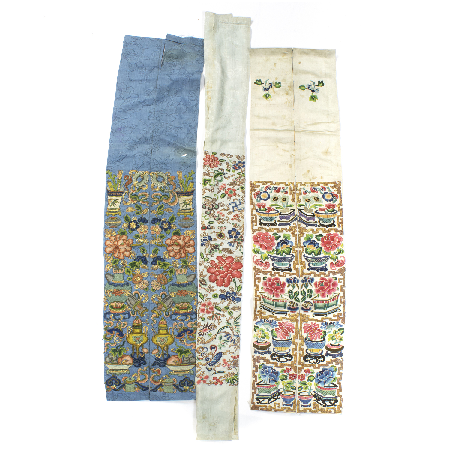 (3) PAIRS OF CHINESE EMBROIDERED