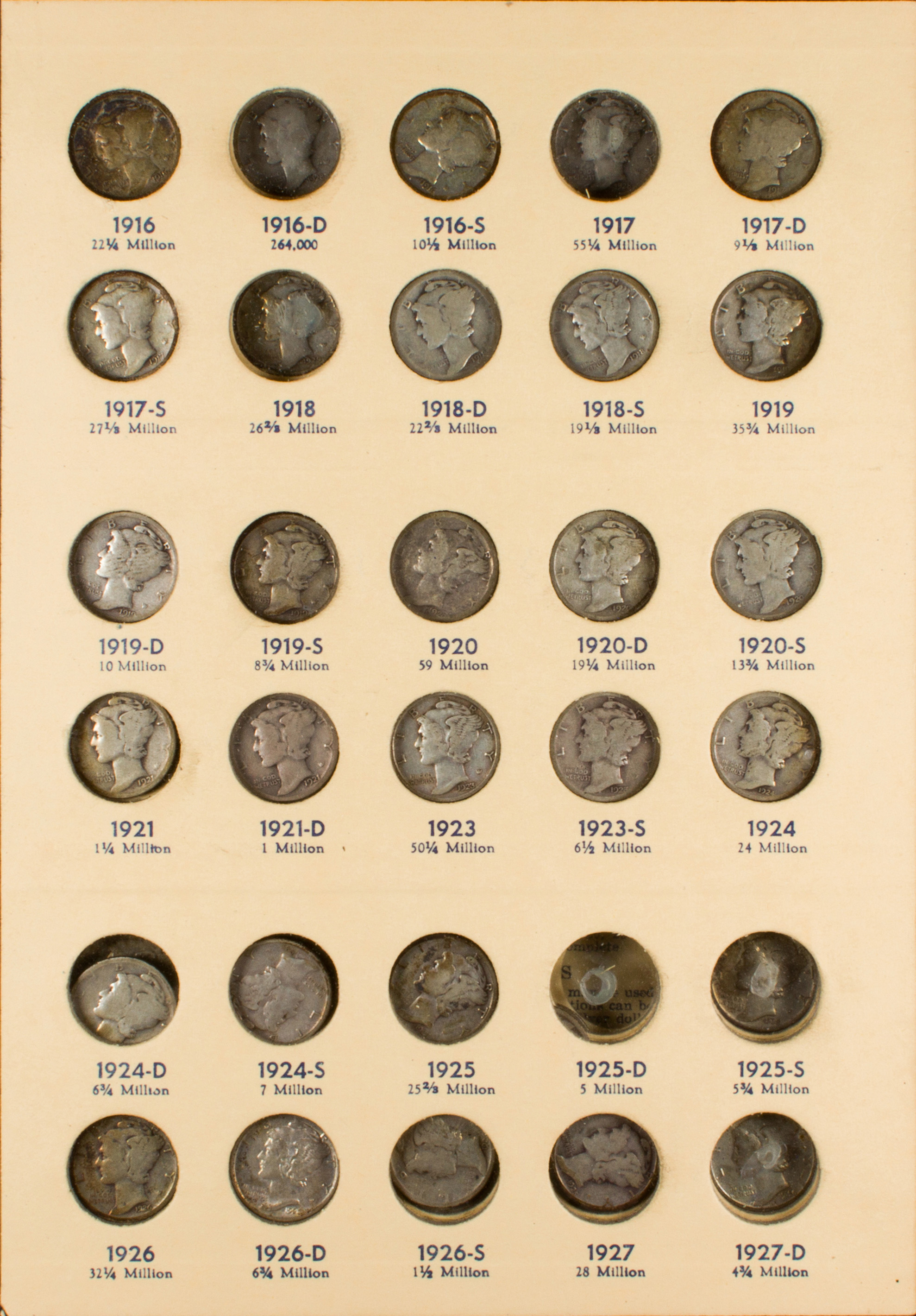 MERCURY HEAD DIME COLLECTION 1916 1945 3a4846