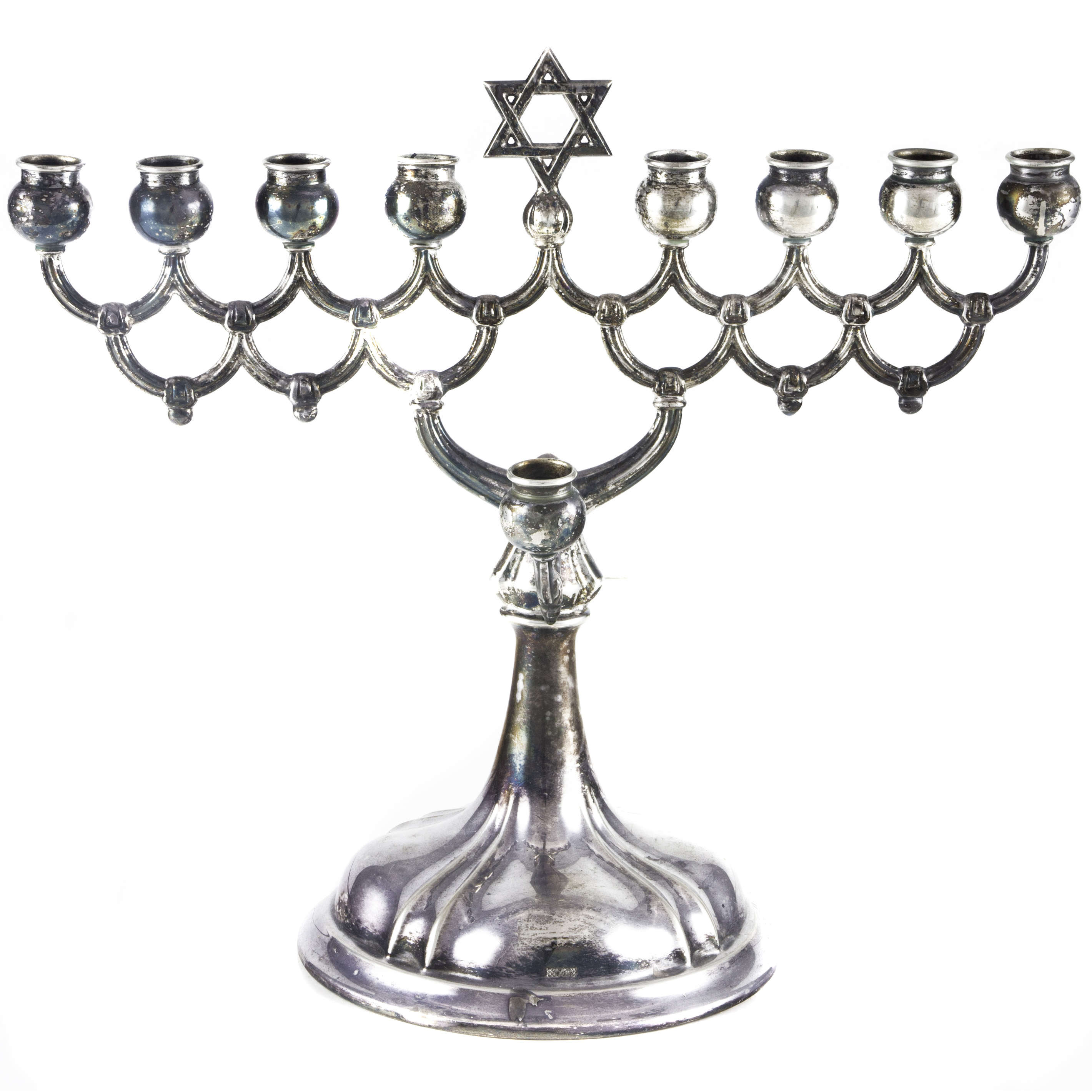 A GERMAN .835 SILVER WEIGHTED MENORAH